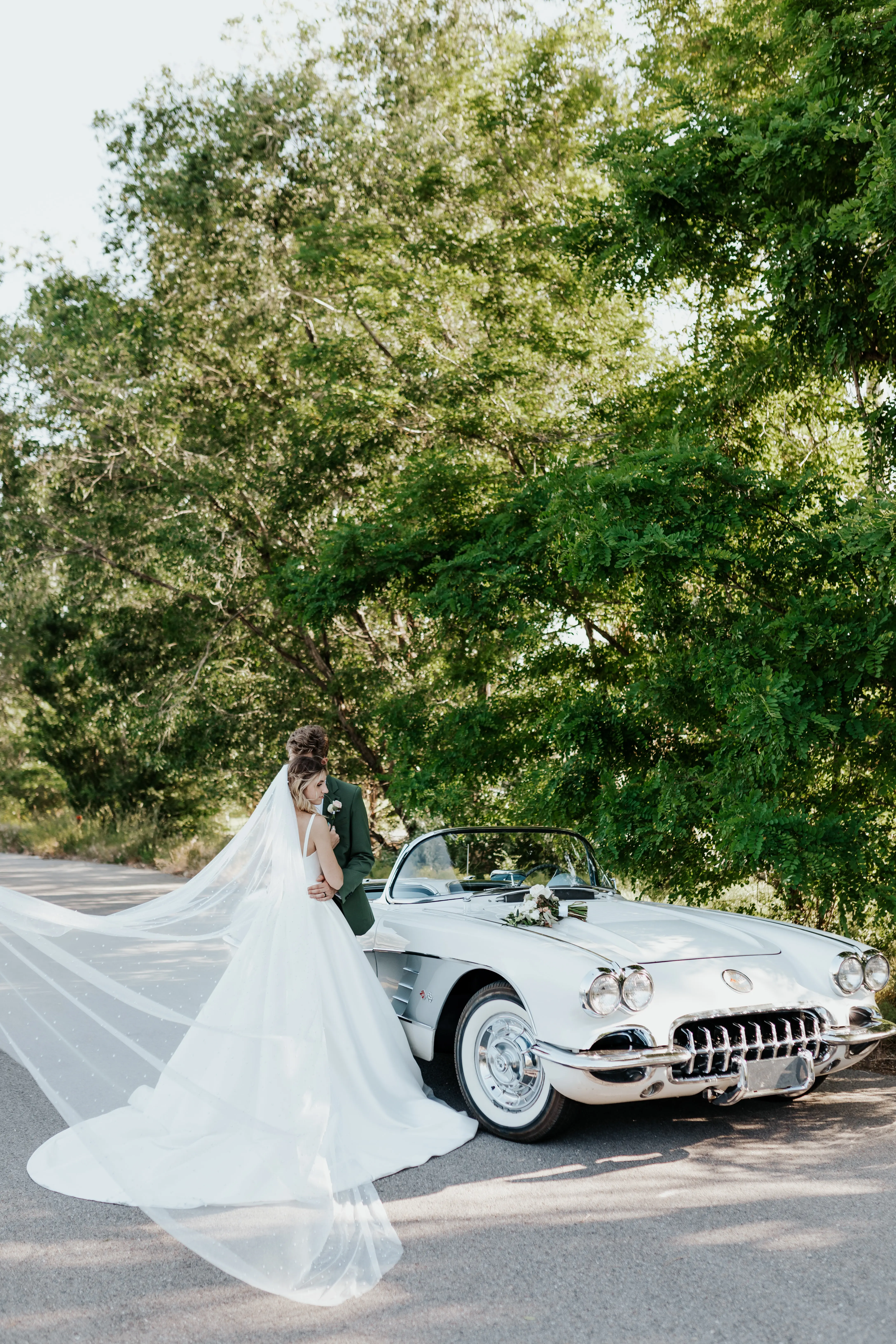 Bride With Groom In Satin Wedding Dress Called Selena By Maggie Sottero