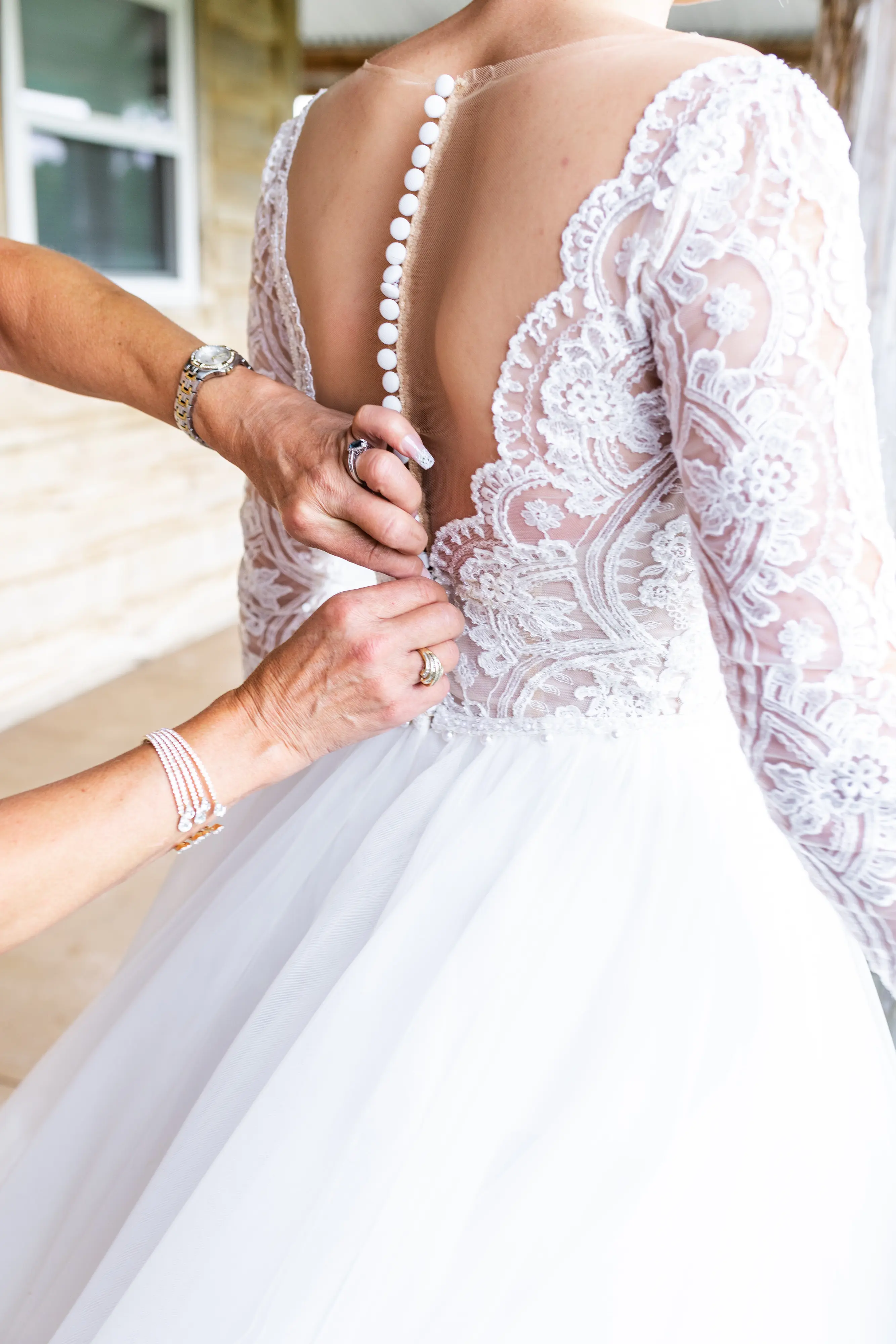 Bride Wearing Romantic Long Sleeve Ball Gown Mallory Dawn By Maggie Sottero