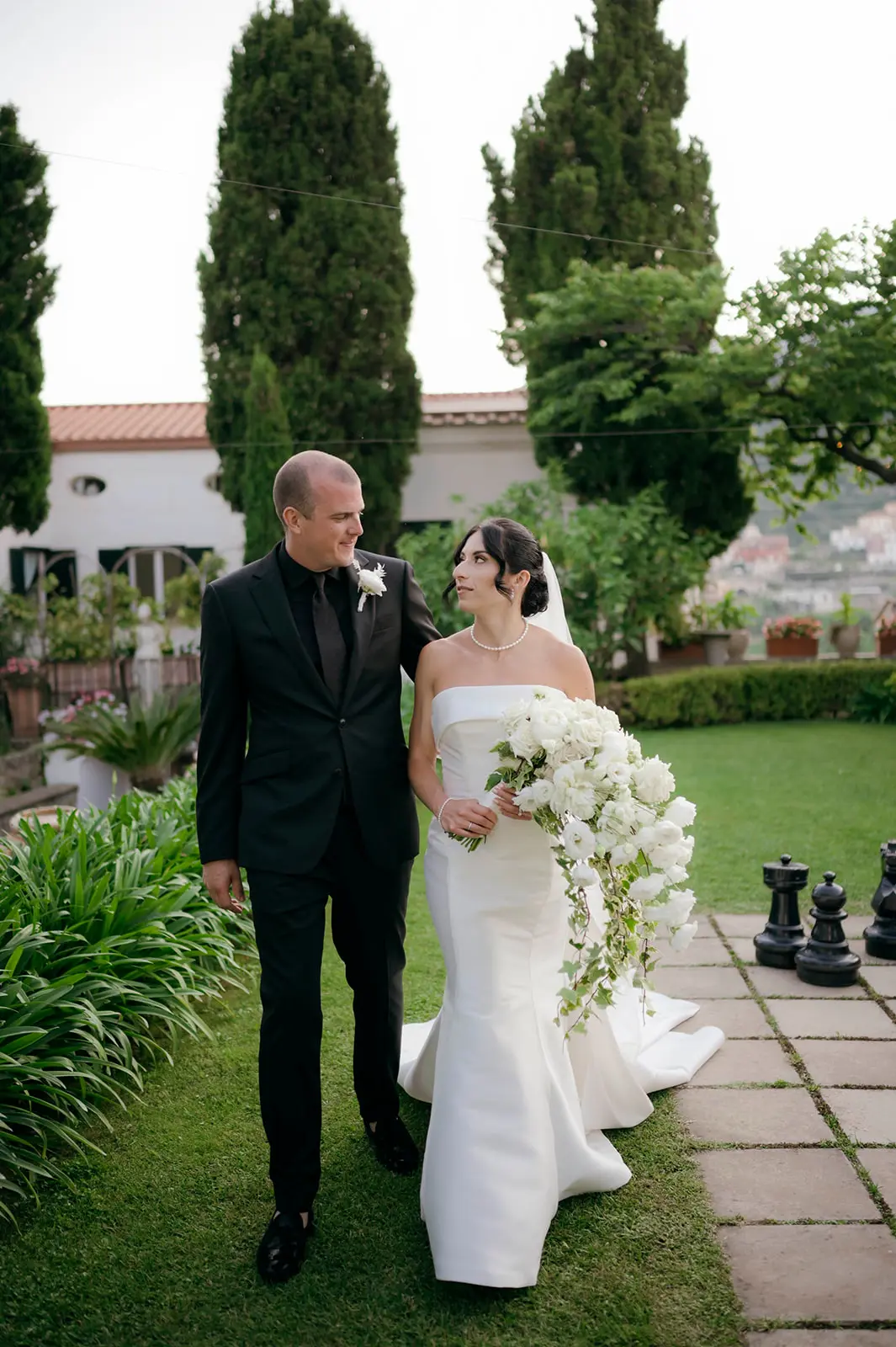 Bride In Strapless Mikado Mitchell Maggie Sottero With Groom