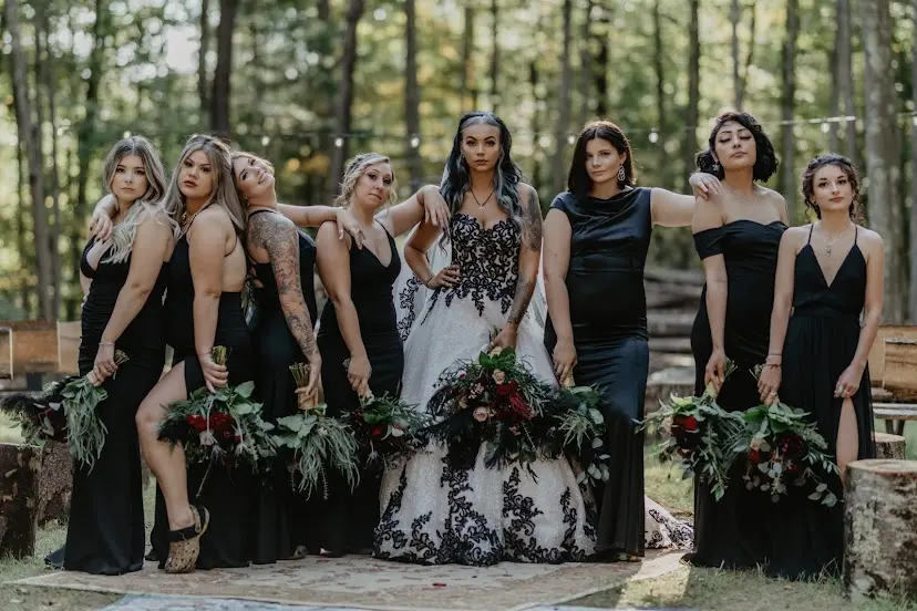 Bride Wearing Ball Gown With Black Lace Tristyn By Maggie Sottero