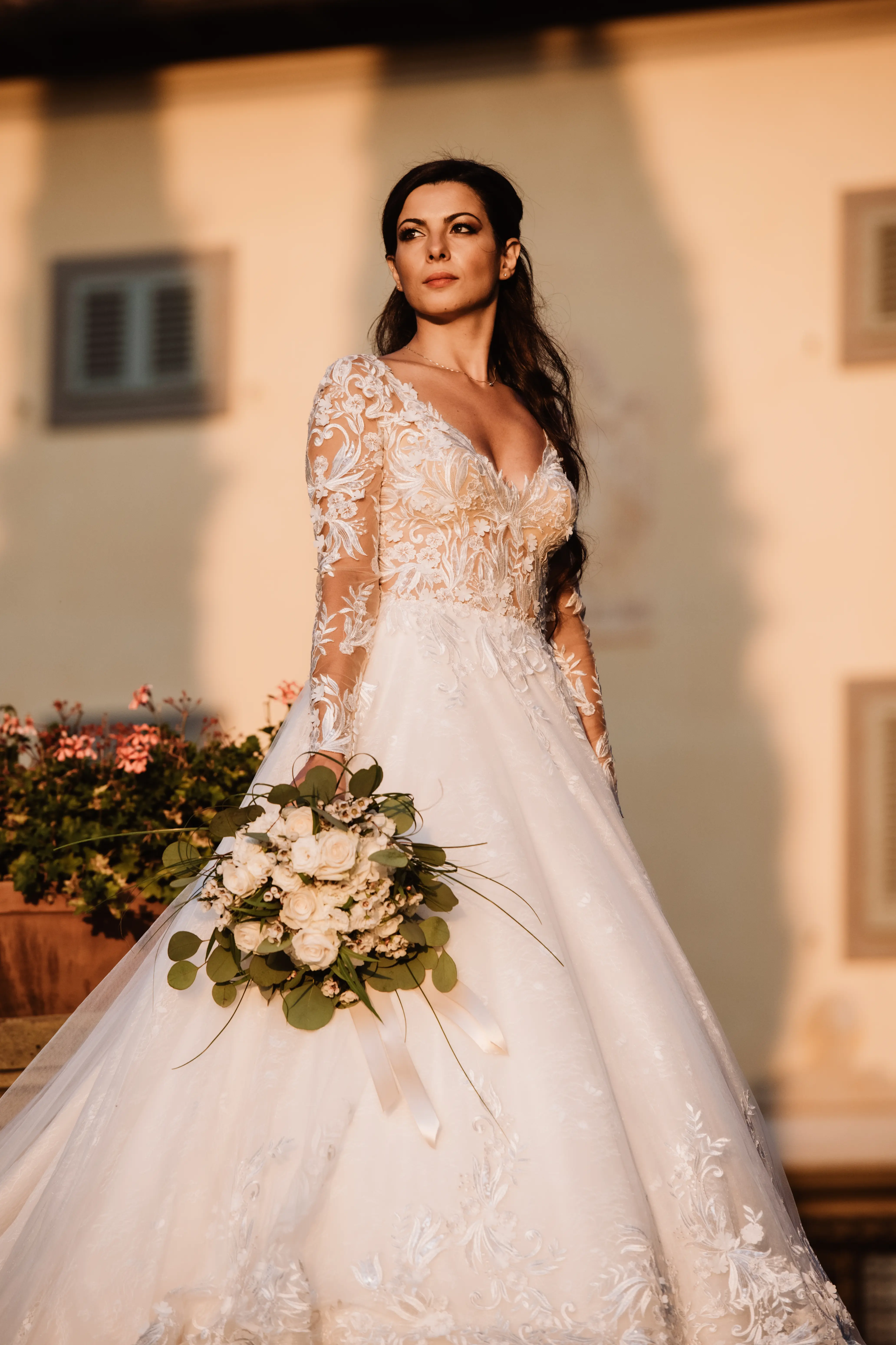 Bride In Long Sleeved Ballgown Zander Sottero and Midgley