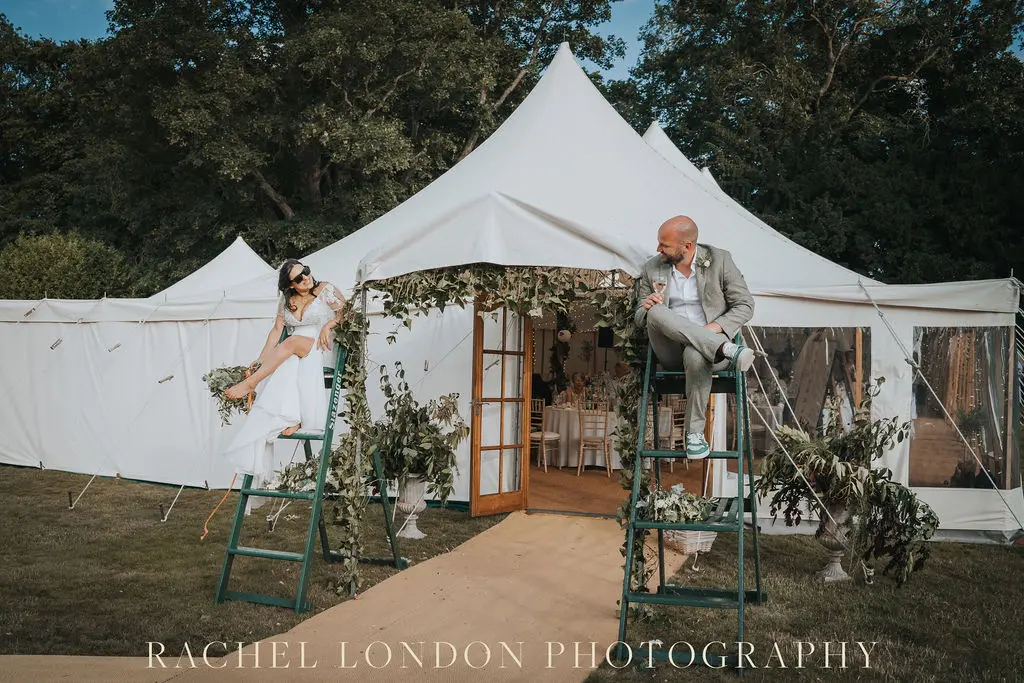 Bride In Textured A-line Lorraine Rebecca Ingram With Groom