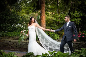 Groom With Bride Wearing Sparkly Lace Fit-And-Flare Fiona By Maggie Sottero