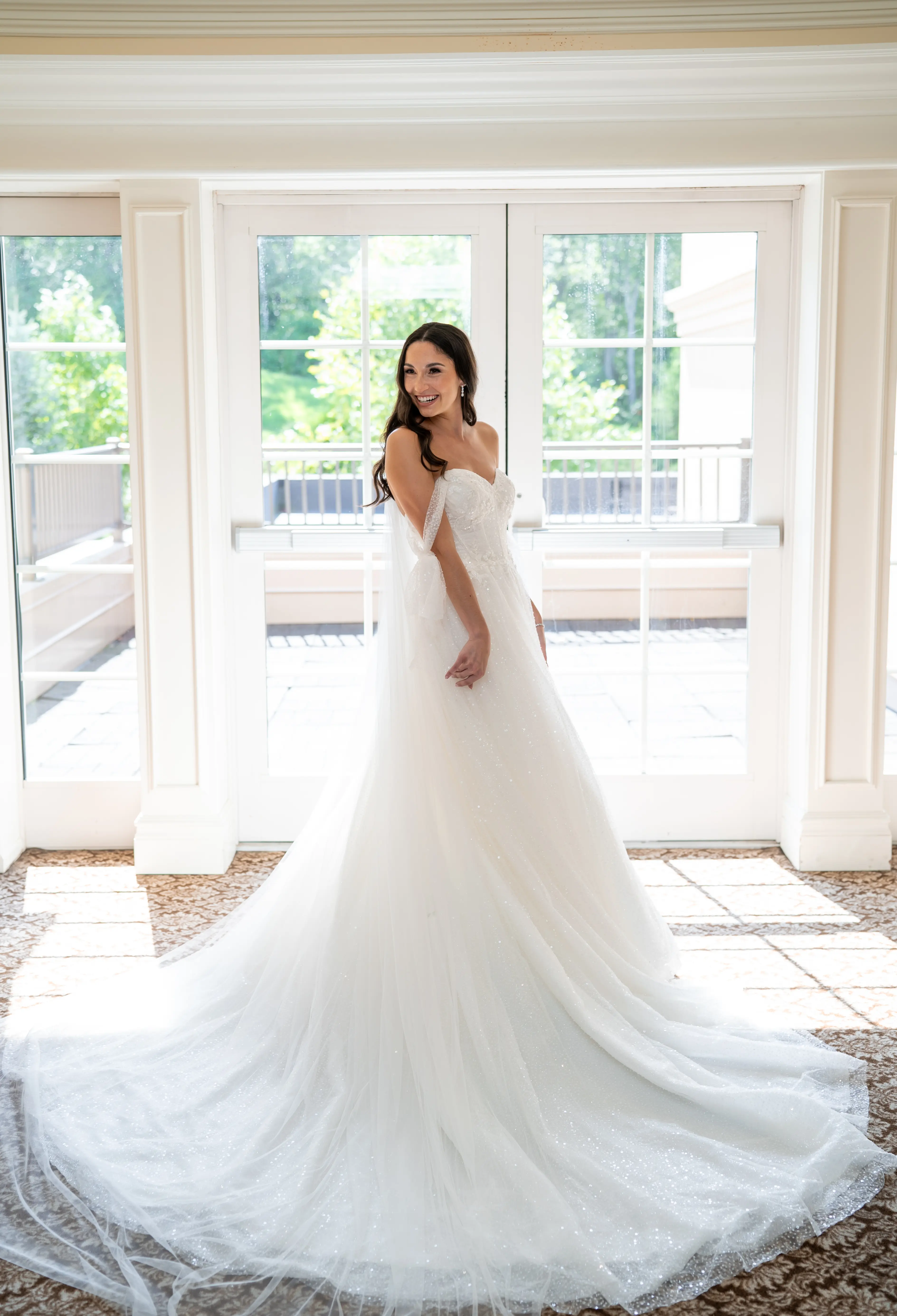 Bride Wearing Sparkly Ballgown Wedding Dress Called Shasta By Sottero And Midgley