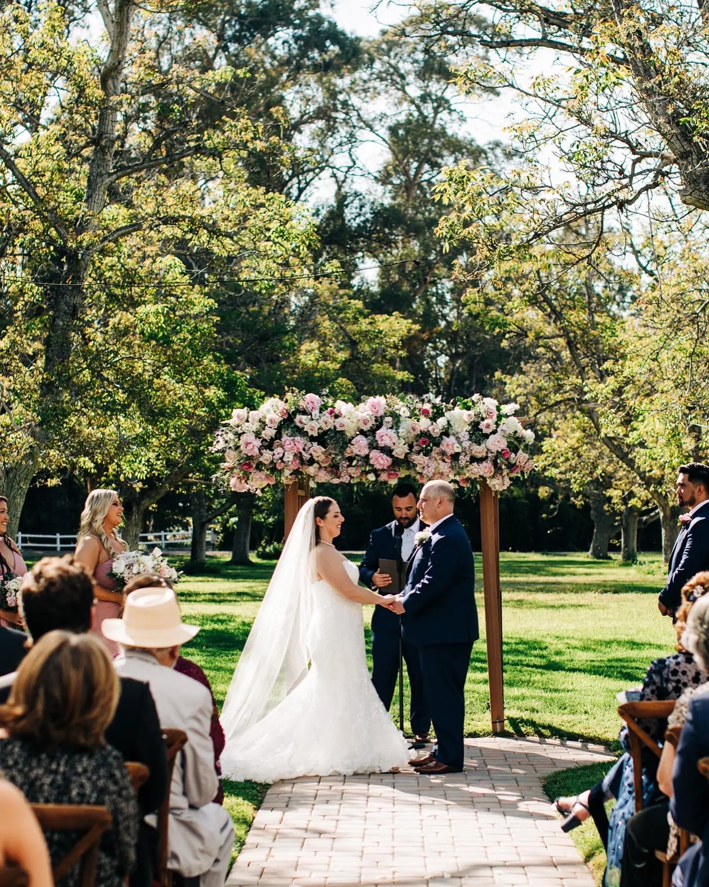 Bride In 3D Lace Fit-and-Flare Ryker Sottero Midgley With Groom