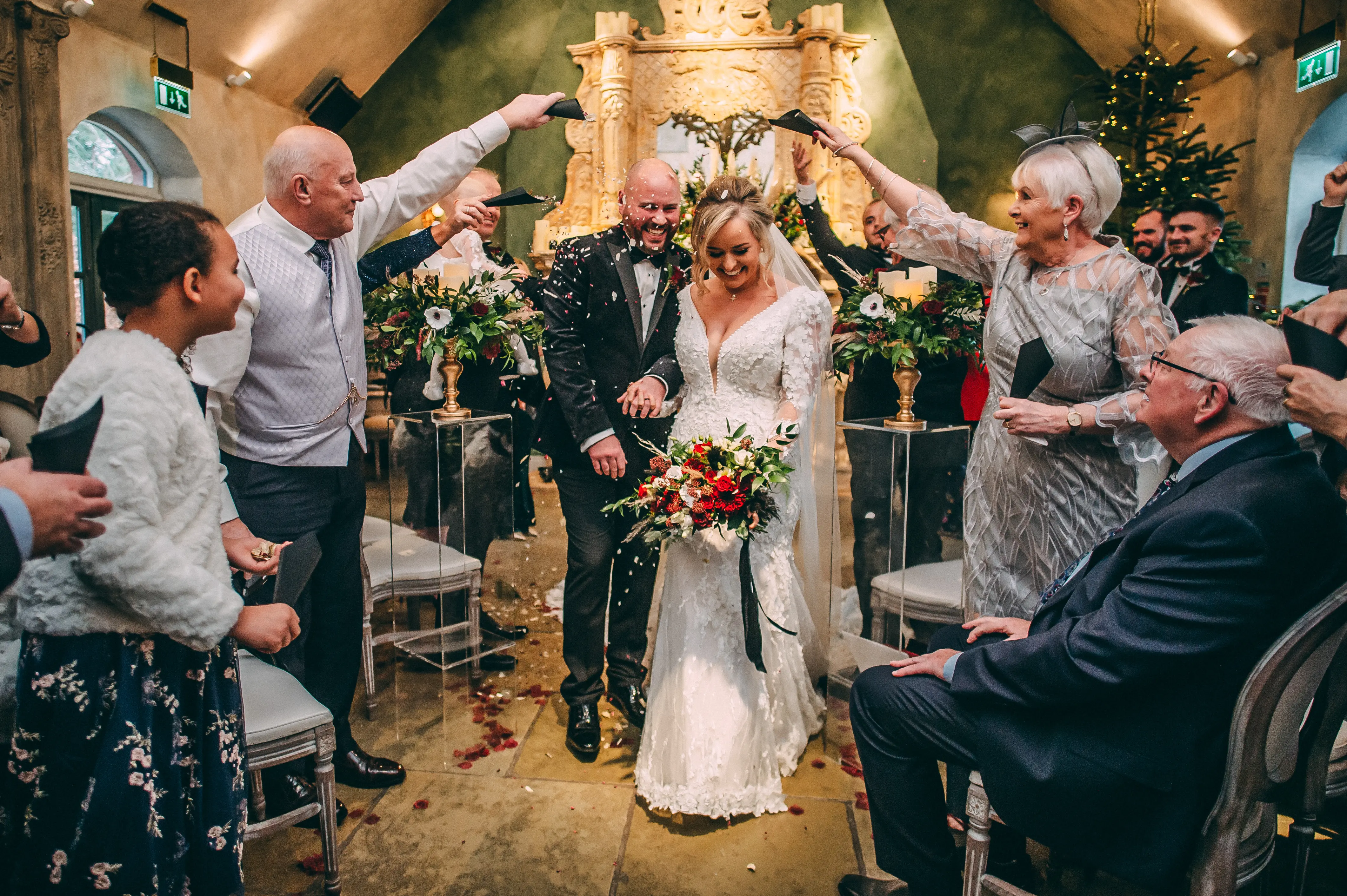 Groom With Bride Wearing Vintage Mermaid Wedding Dress With 3-D Floral Motifs Cruz By Sottero And Midgley