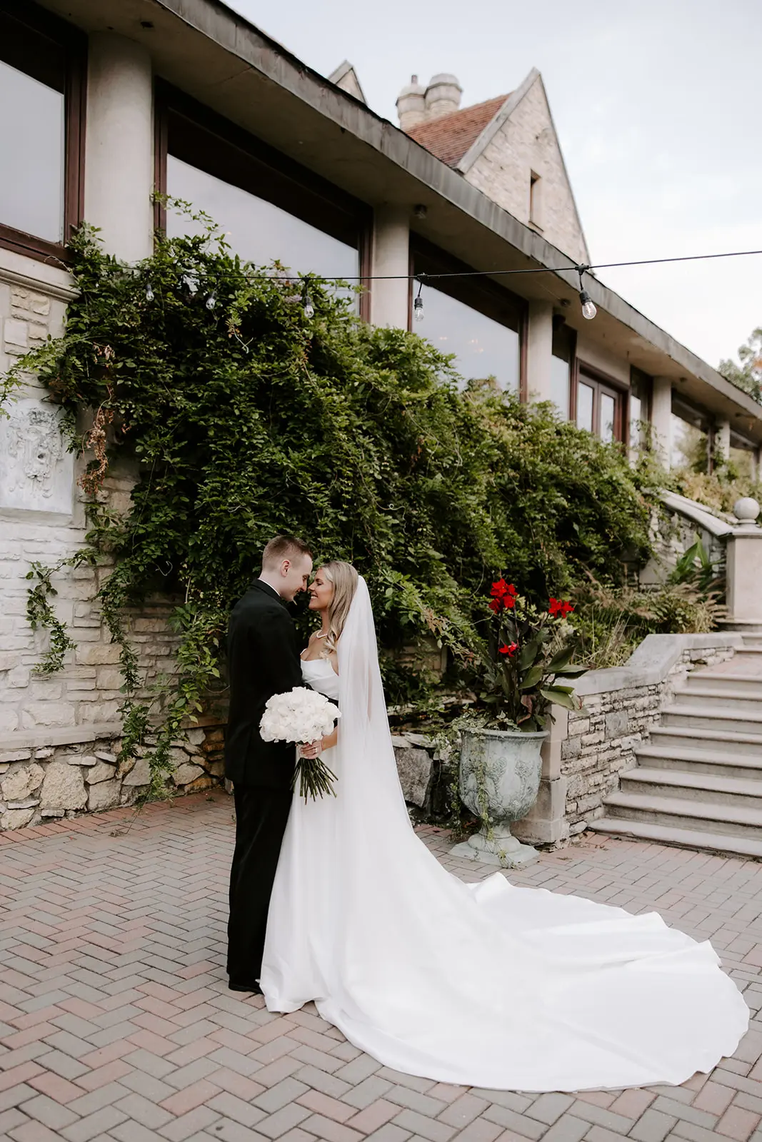 Bride Wearing Simple Aline Wedding Dress Called Aspen By Sottero And Midgley With Groom