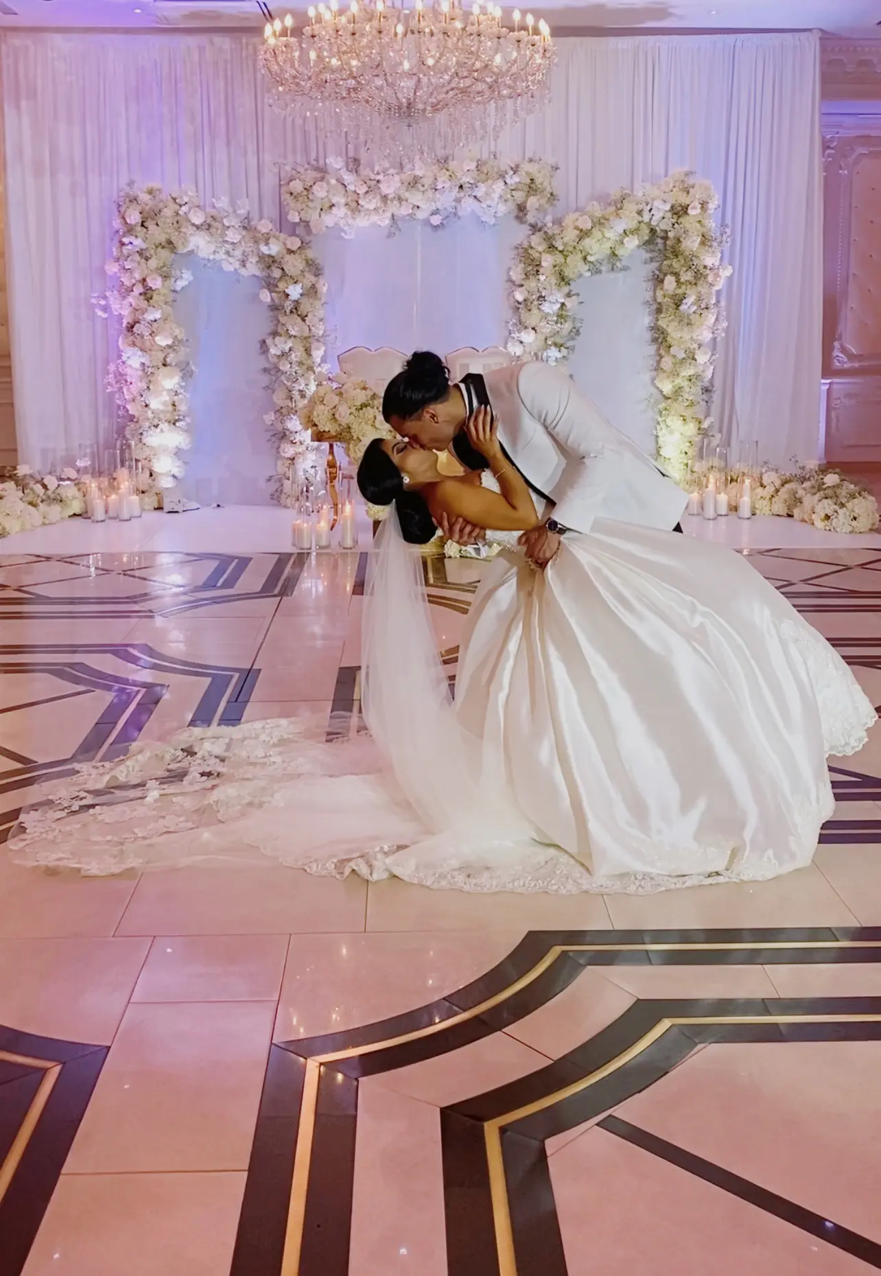 Groom With Bride Wearing Satin Ball Gown Kimora By Sottero And Midgley