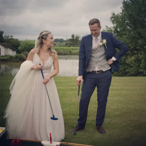 Groom With Bride Wearing Relaxed Boho A-Line Wedding Dress Charlene By Maggie Sottero