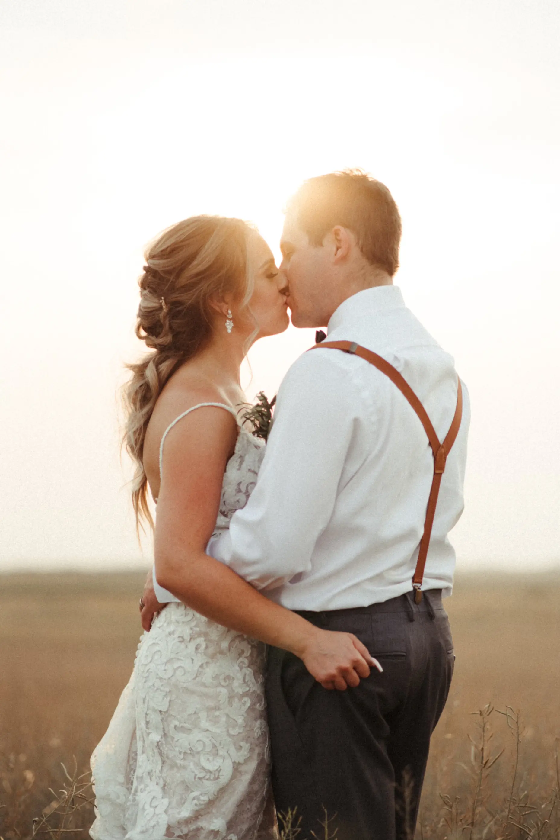 Groom With Bride Wearing Romantic Lace Sheath Wedding Dress Tuscany Lynette By Maggie Sottero