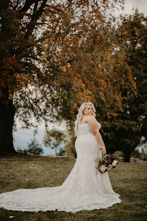 Bride wearing Fiona wedding gown by Maggie Sottero