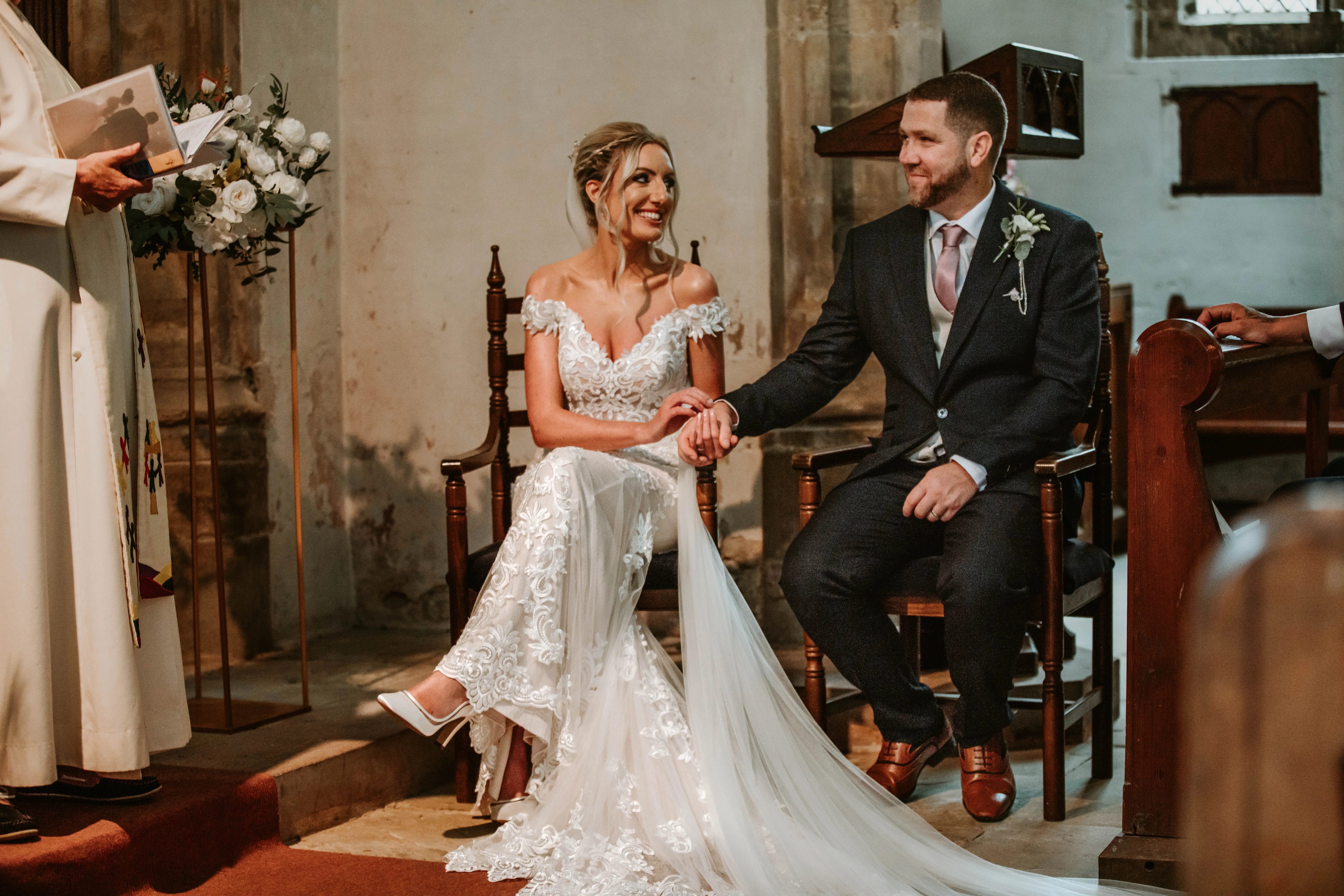 Bride In Illusion Train Edison Maggie Sottero With Groom