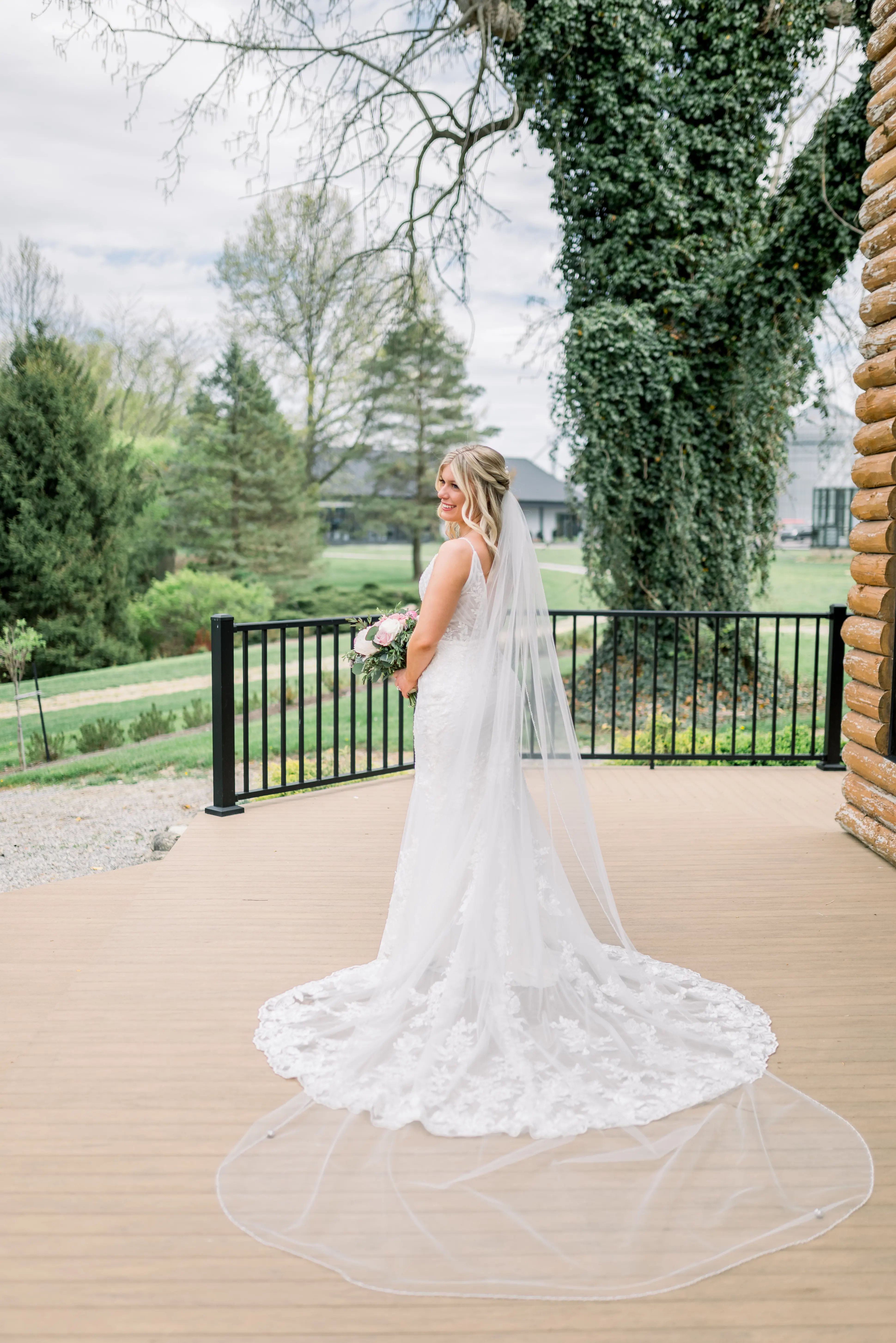 Bride In Fit-and-Flare Illusion Train Fontaine Maggie Sottero