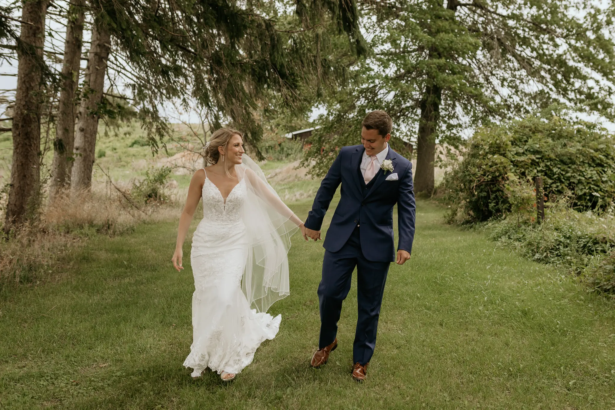 Bride In Sparkle Fit-and-Flare Fontaine By Maggie Sottero With Groom
