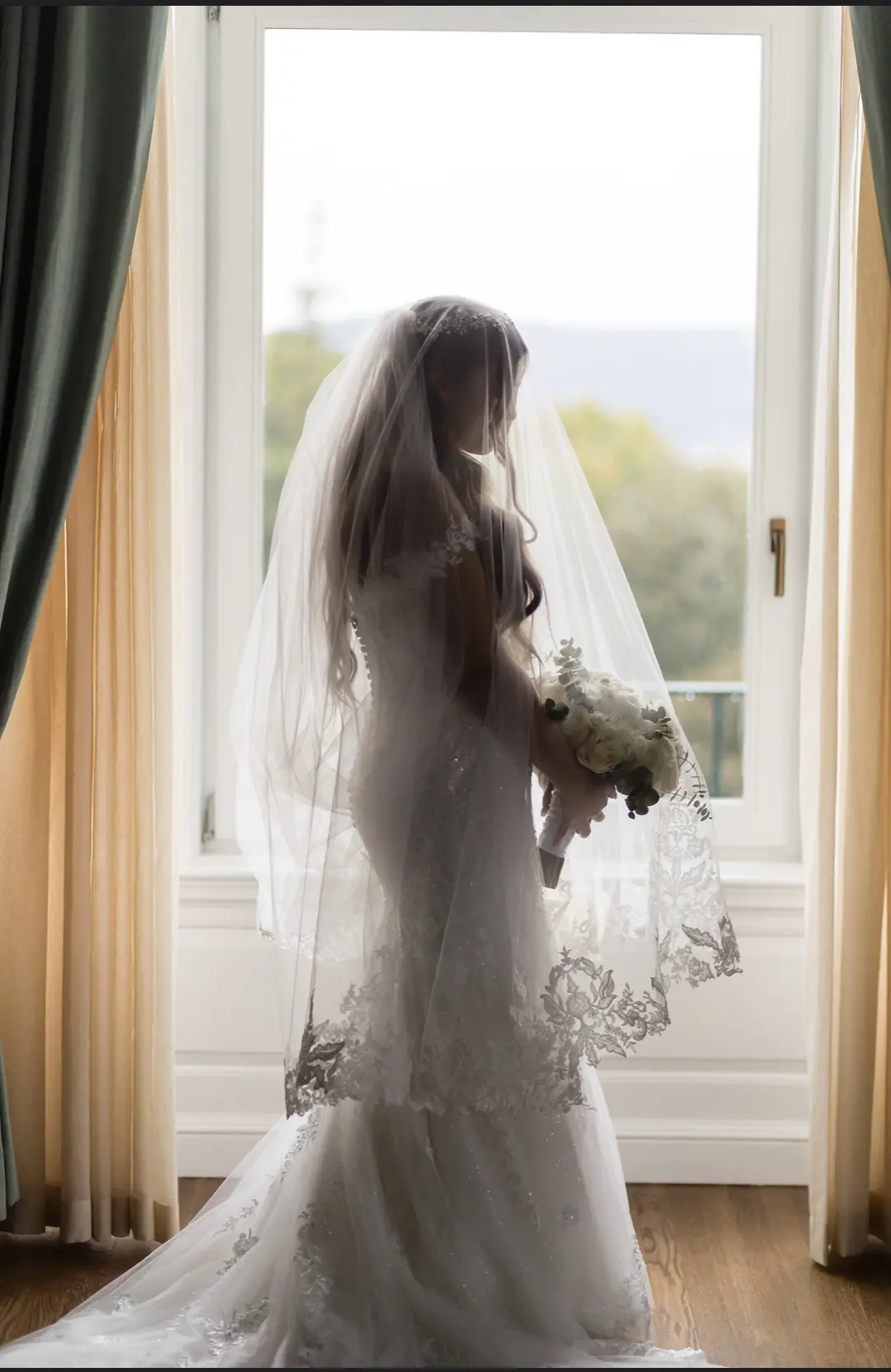 Bride wearing Lennon wedding dress by Maggie Sottero