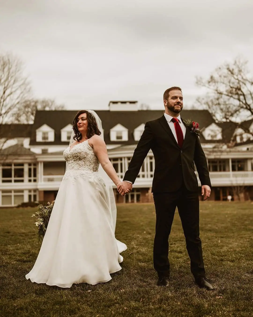 Real Bride in A-Line Wedding Gown with Beaded Lace Motifs Over Textured Tulle and Precious Organza Called Savannah by Maggie Sottero