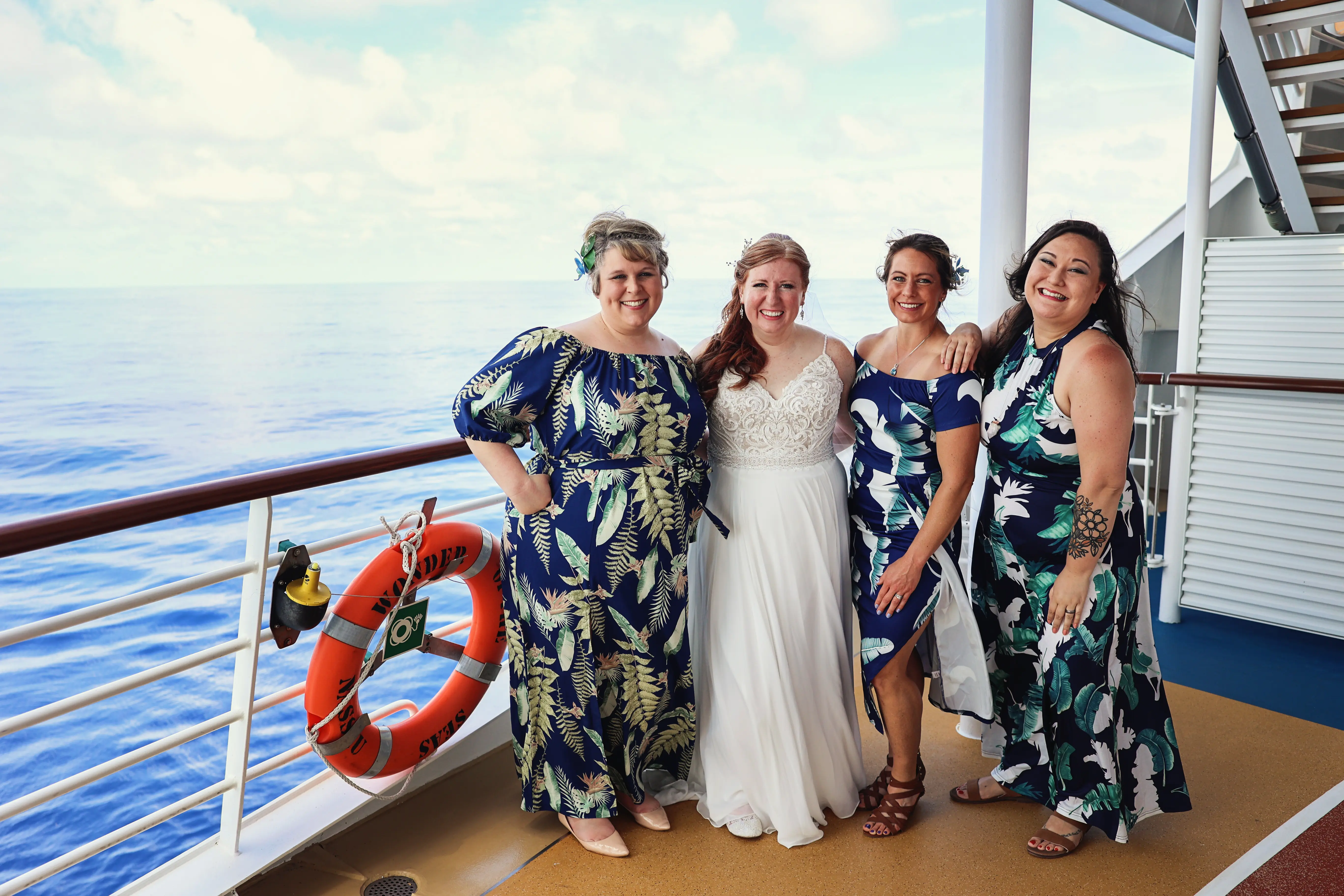 Bride In Aurora Chiffon Thigh High Slit Lorraine Rebecca Ingram With Bridesmaids