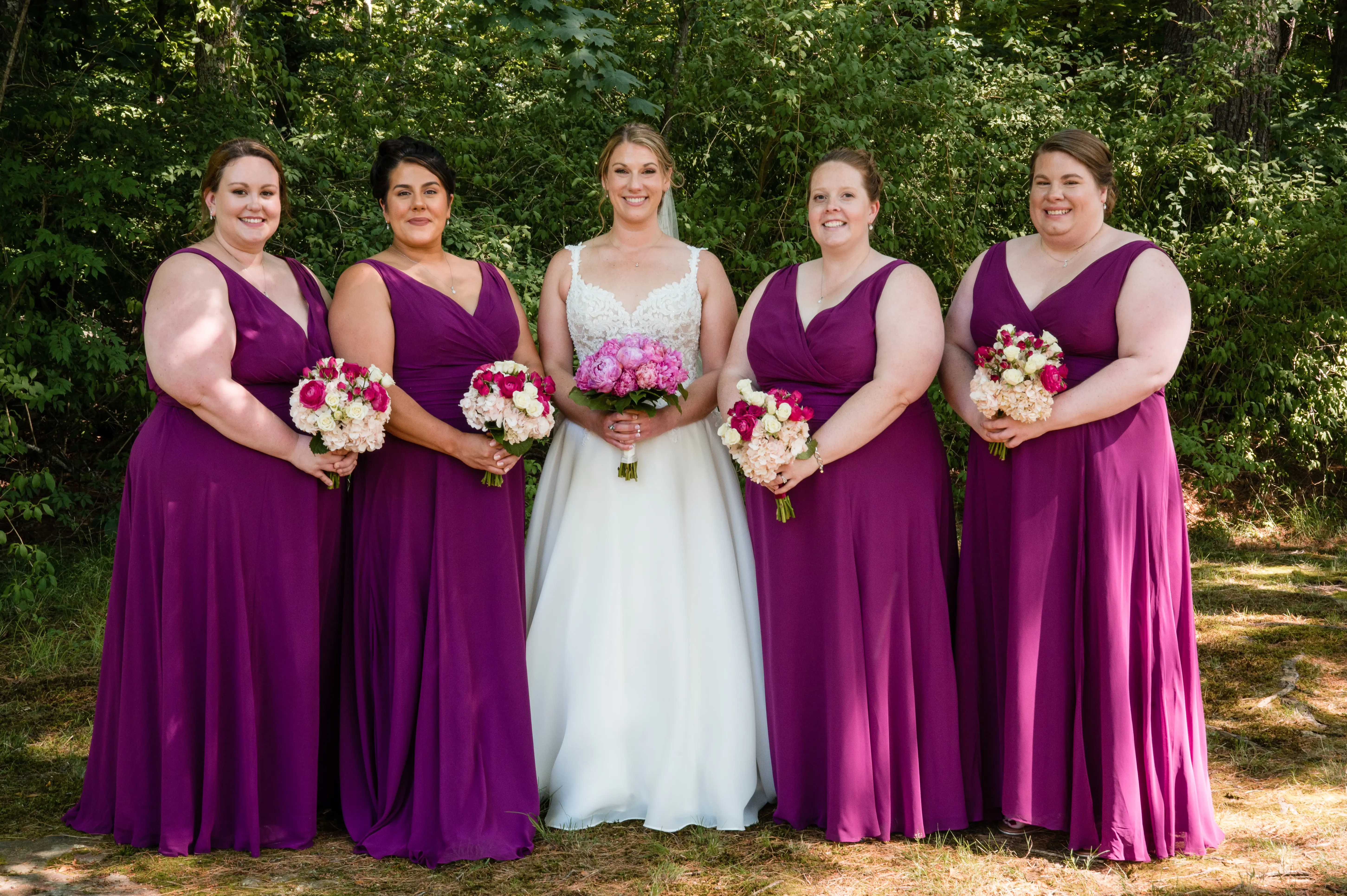 Real Bride in Beaded Lace Organza Wedding Dress Called Savannah Maggie Sottero With Bridesmaids