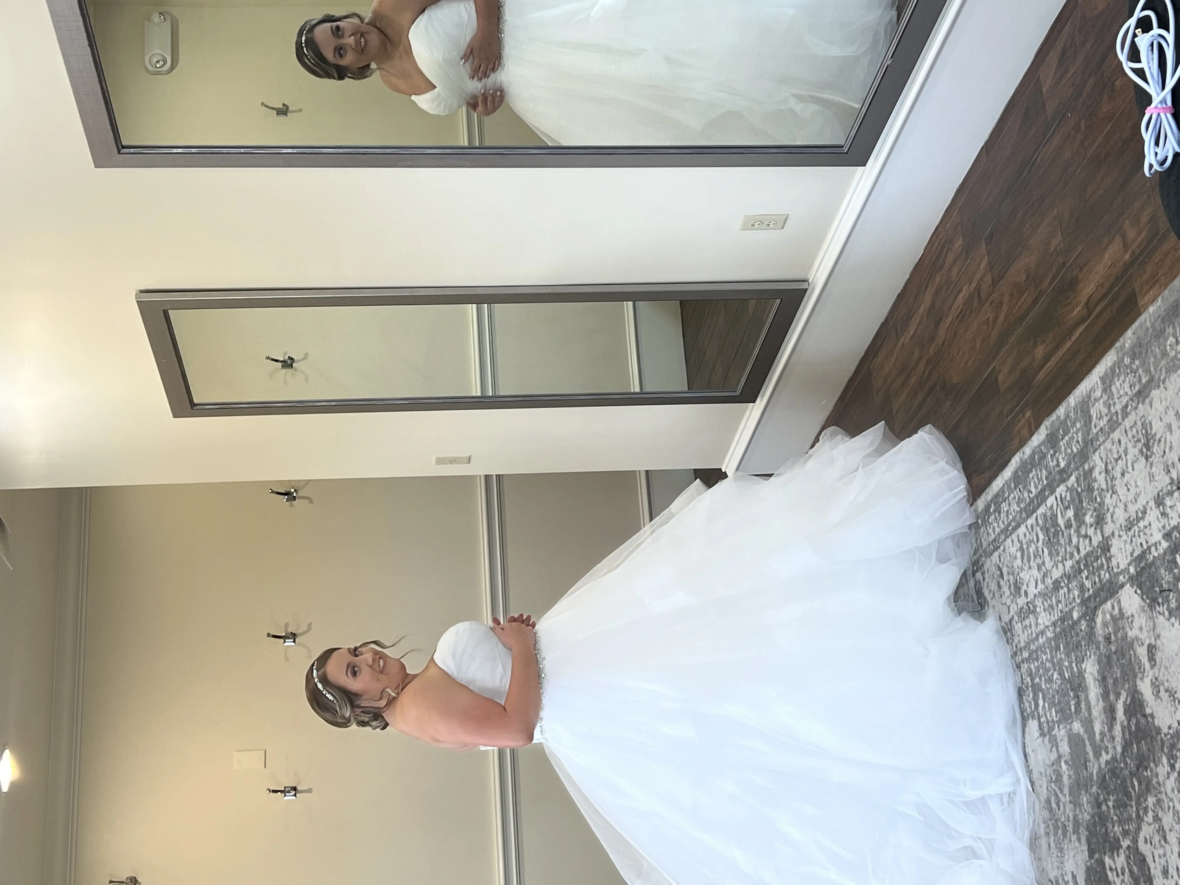 Real Bride in Strapless Tiered Wedding Dress Named Yasmin by Maggie Sottero