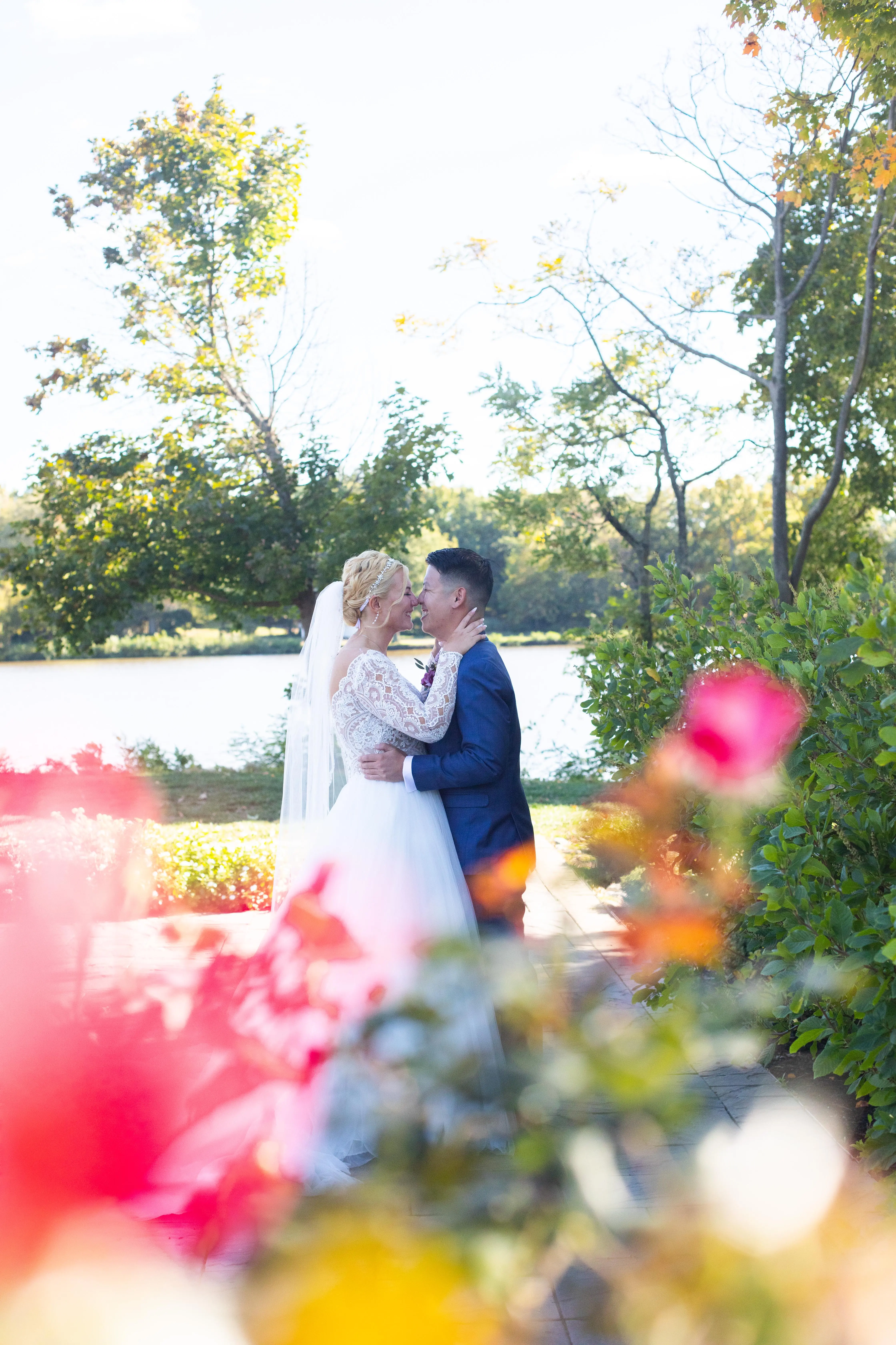 Bride Wearing Princess Ballgown Wedding Dress Called Mallory Dawn By Maggie Sottero Laughing With Groom