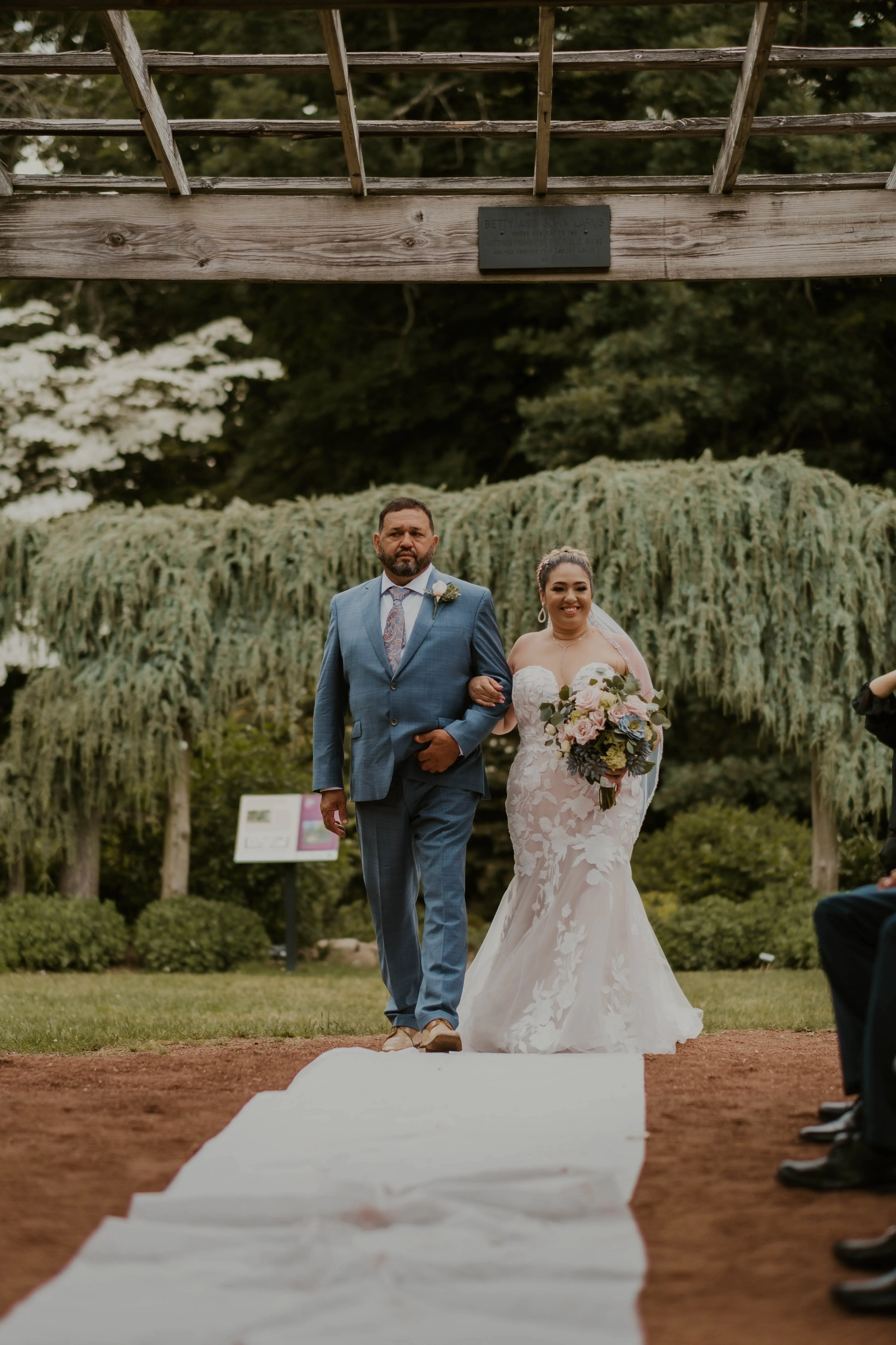Real Bride Walking Down The Aisle In A Mermaid Lace Wedding Dress Named Hattie By Rebecca Ingram