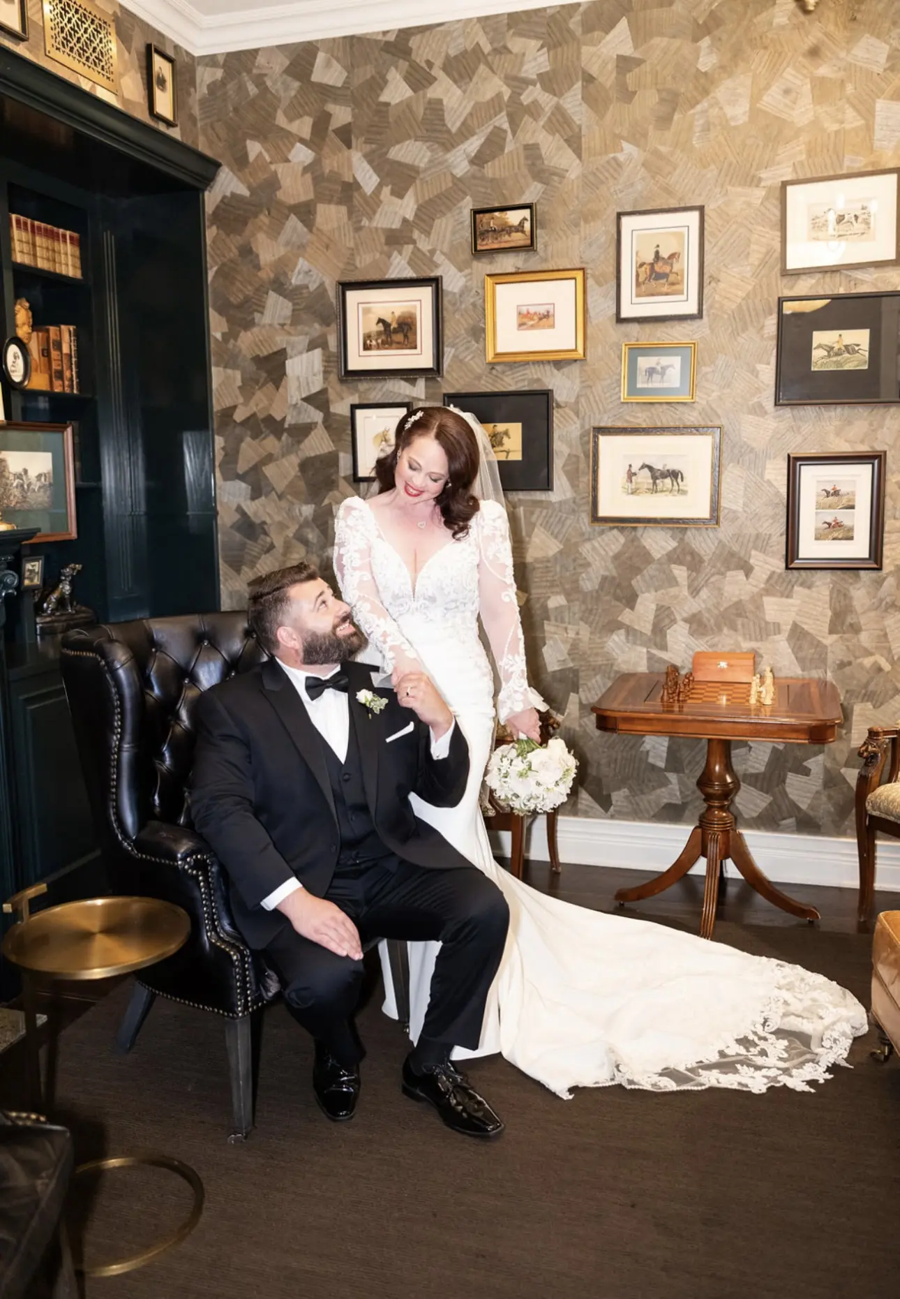 Groom Smiling Up At Bride In A White Mermaid Wedding Gown Named Nikki By Maggie Sottero