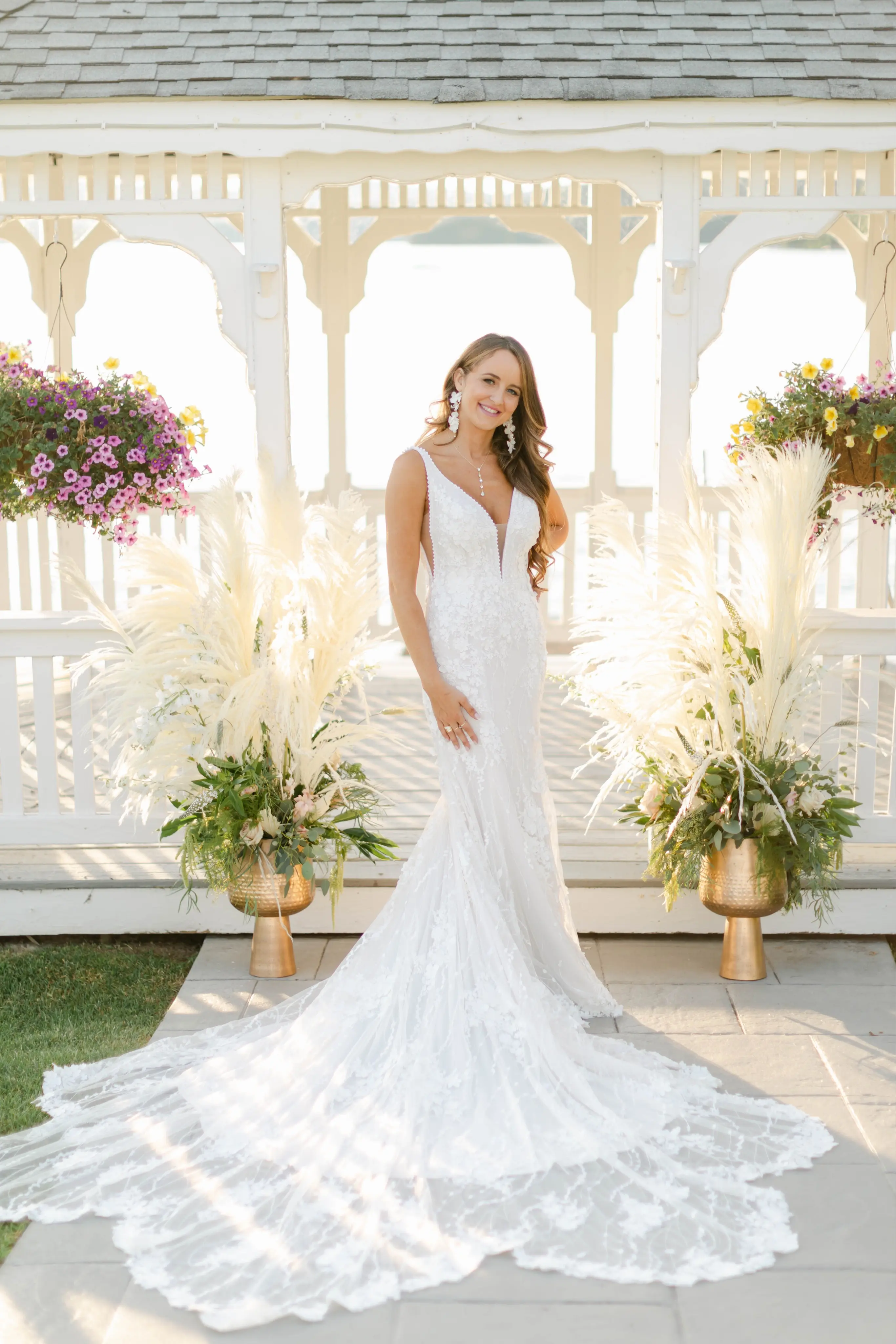 Bride in Mermaid Wedding Dress with 3-D Floral Motifs Called Cruz by Sottero & Midgley