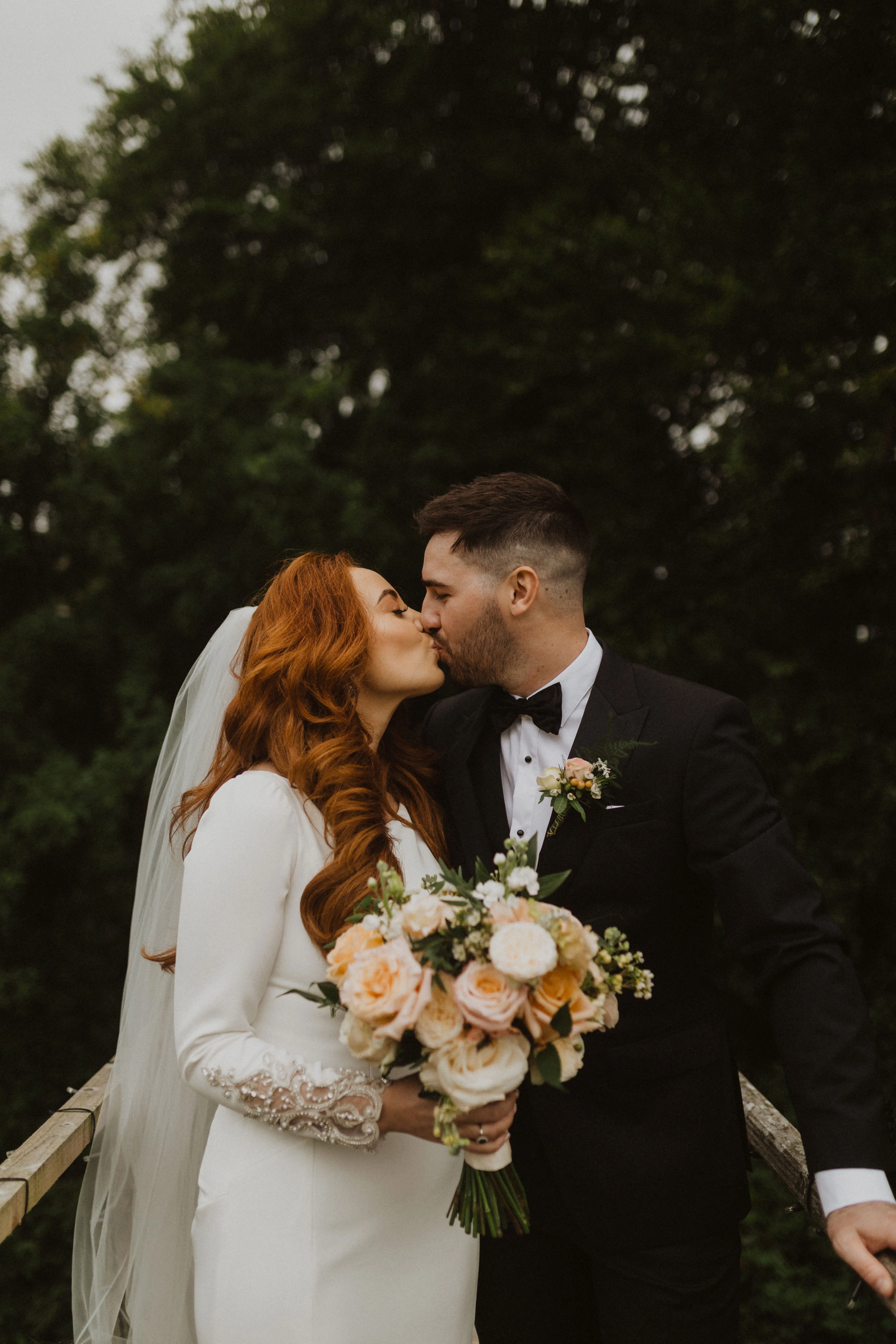 Groom With Bride Wearing Crepe Fit And Flare Wedding Dress Aston By Sottero And Midgley