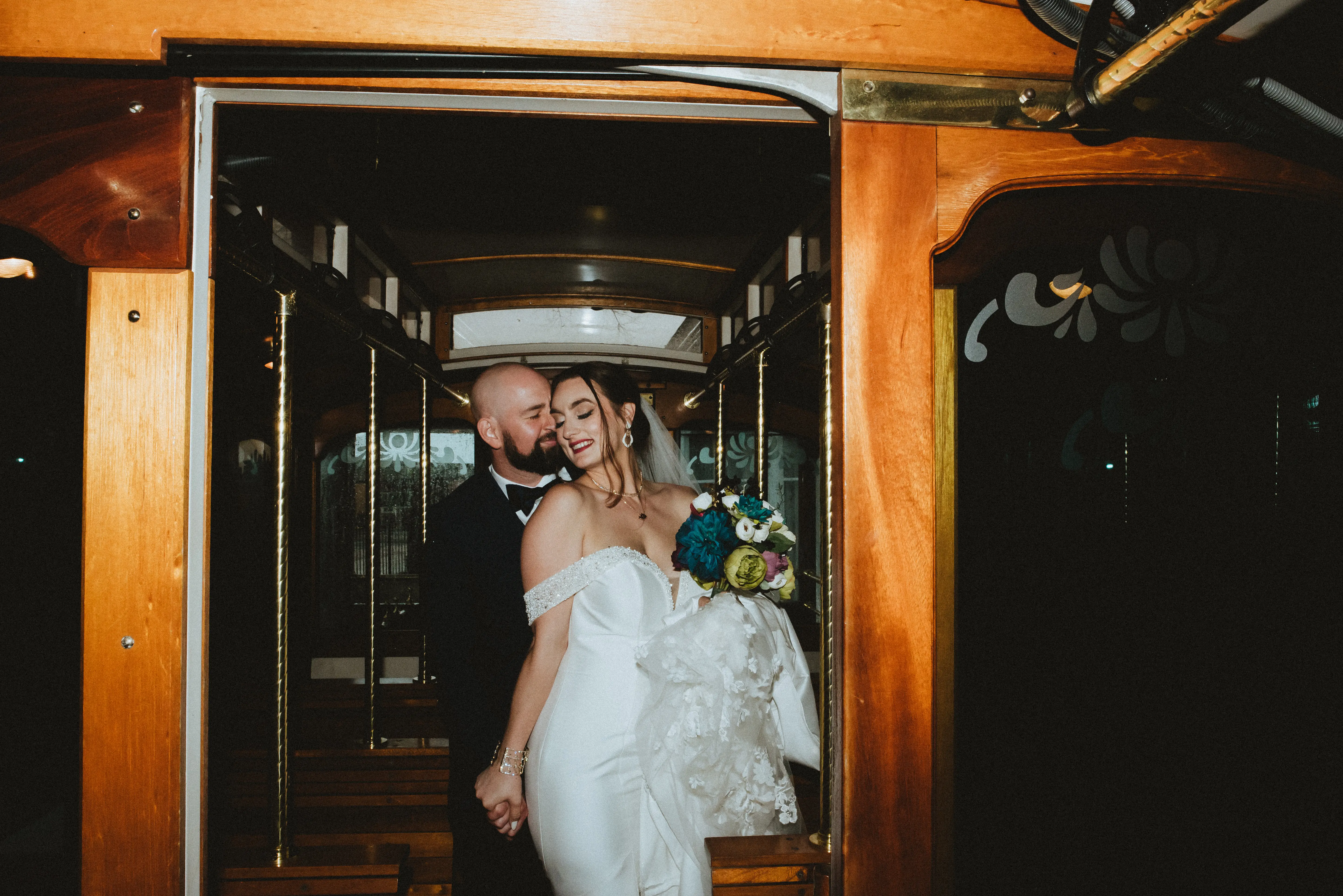 Bride In Beaded Satin Fabienne Sottero And Midgley With Groom