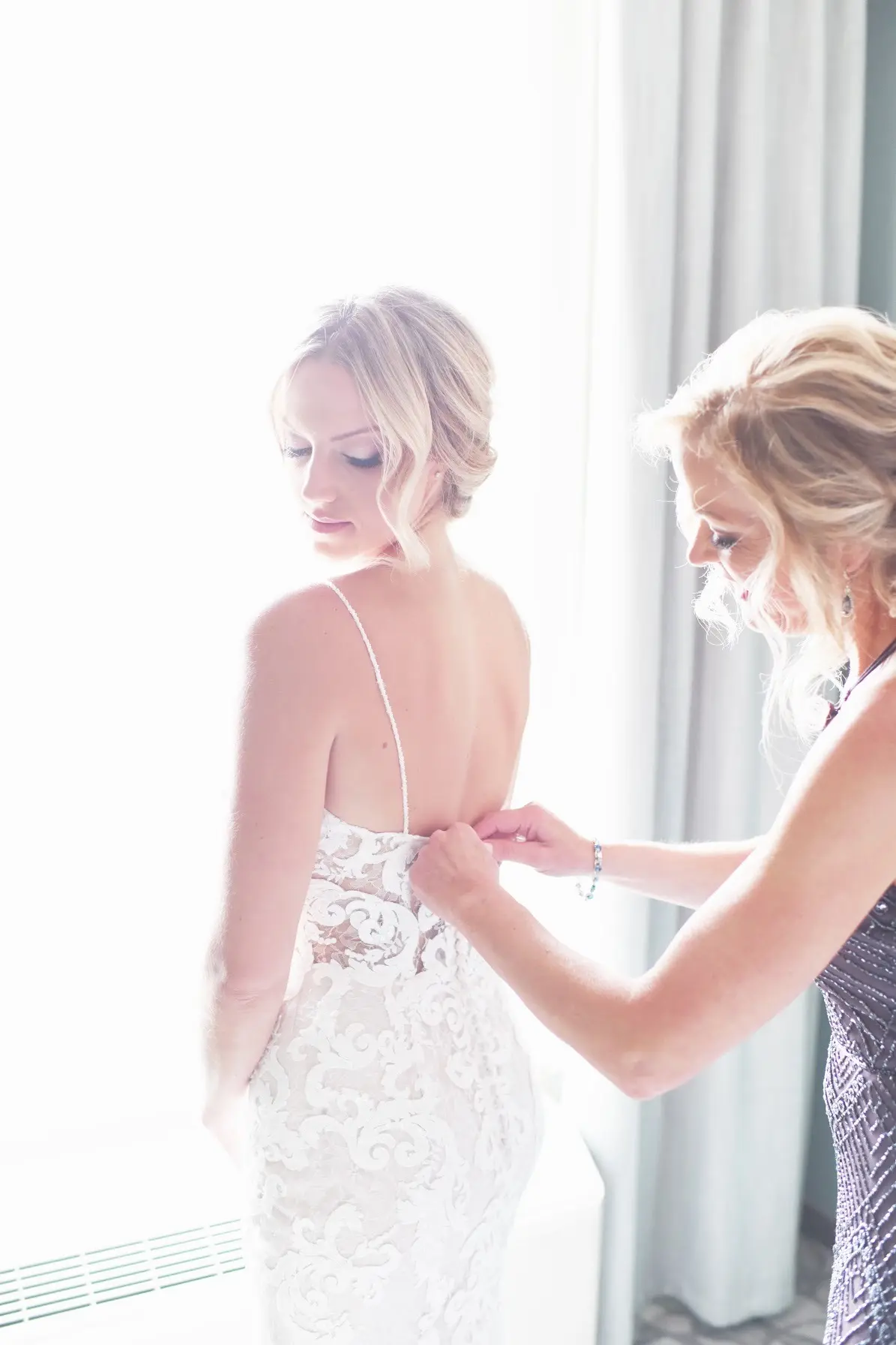 Bride Wearing Lace Mermaid Style Wedding Dress Tuscany By Maggie Sottero