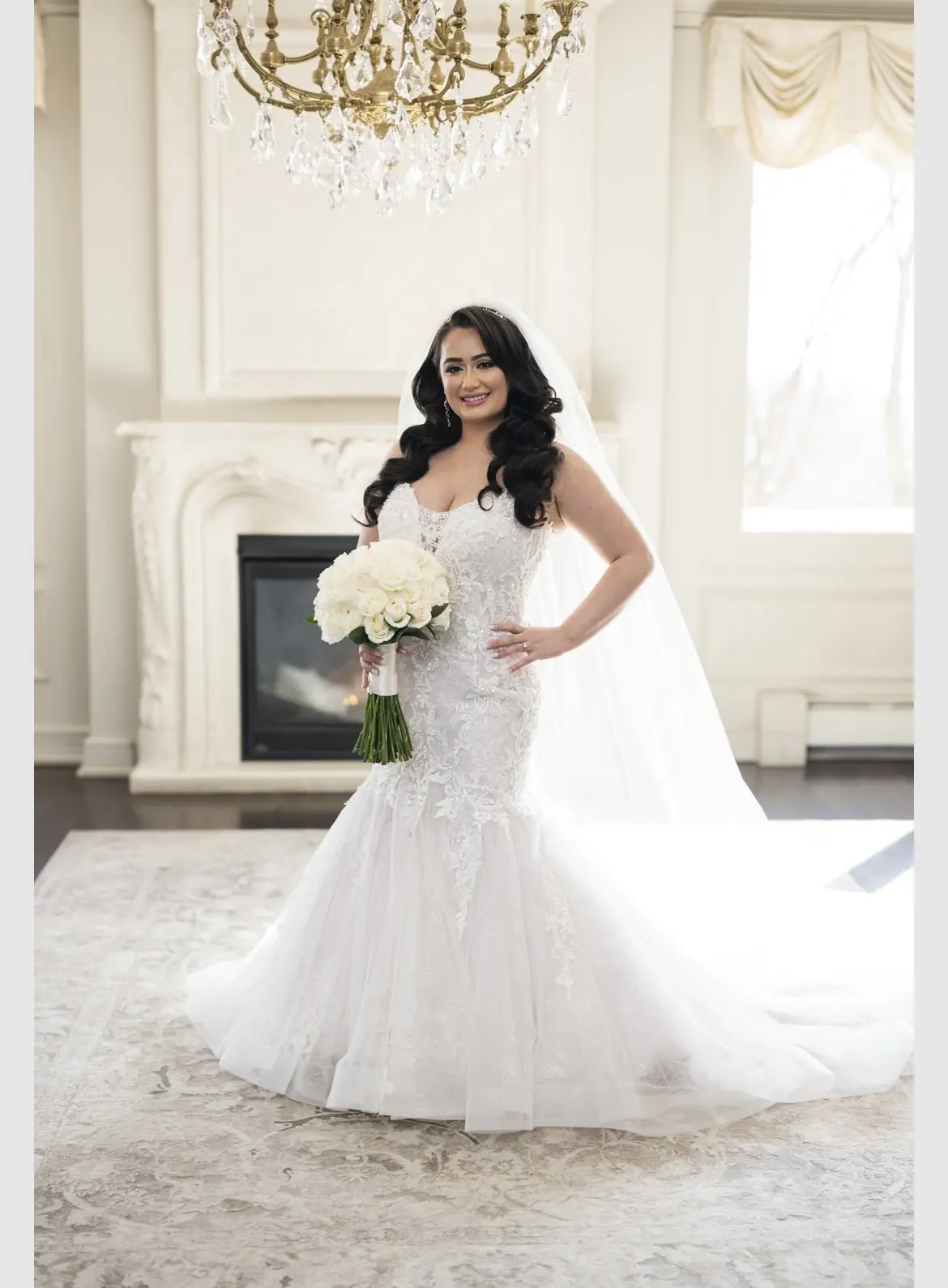 Bride In Glamorous Glitter Tulle and Lace Mermaid Wedding Dress Called Lonnie Lynette By Maggie Sottero