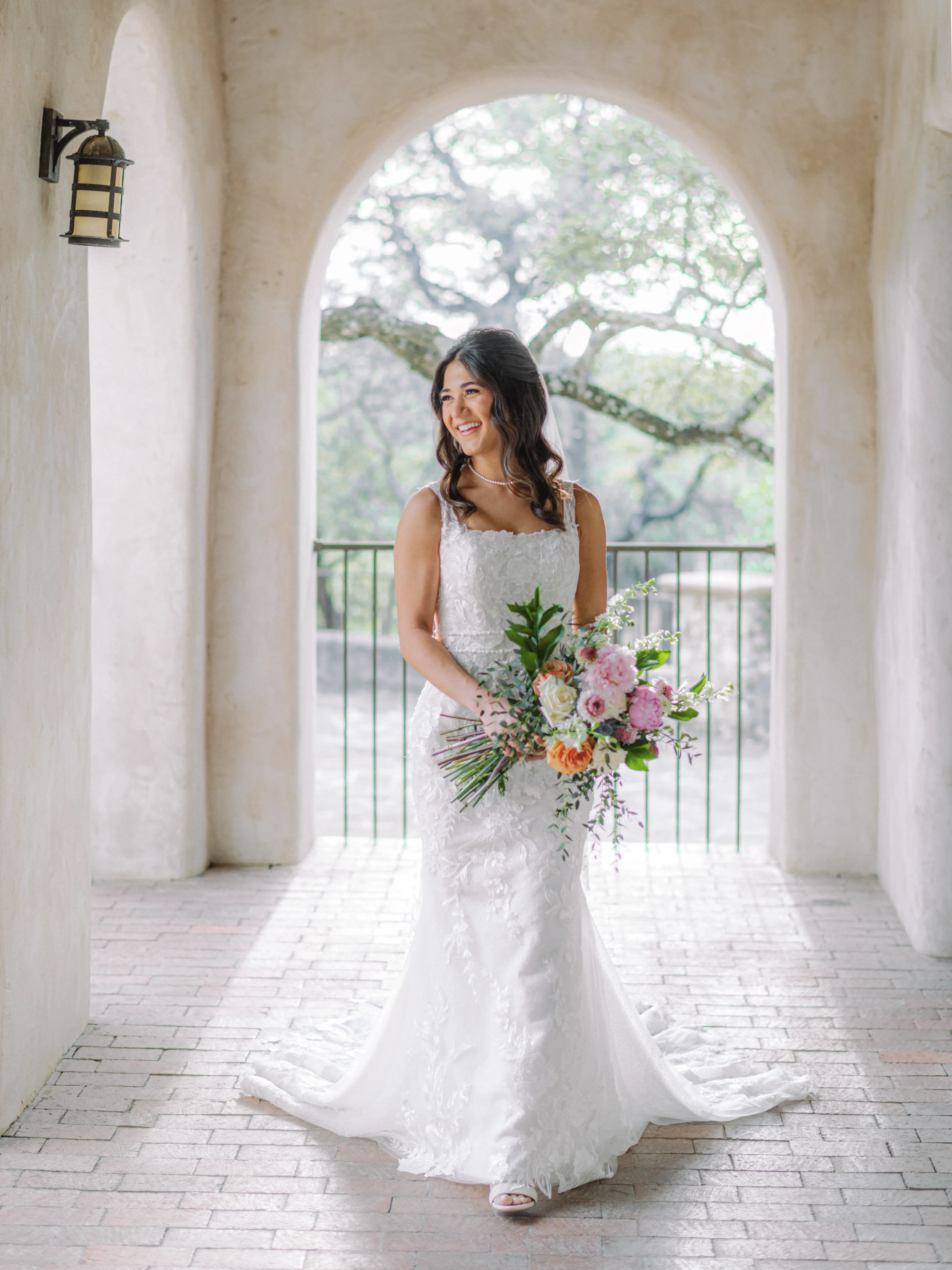 Bride In Lace Square Neck Wedding Dress Called Albany By Maggie Sottero