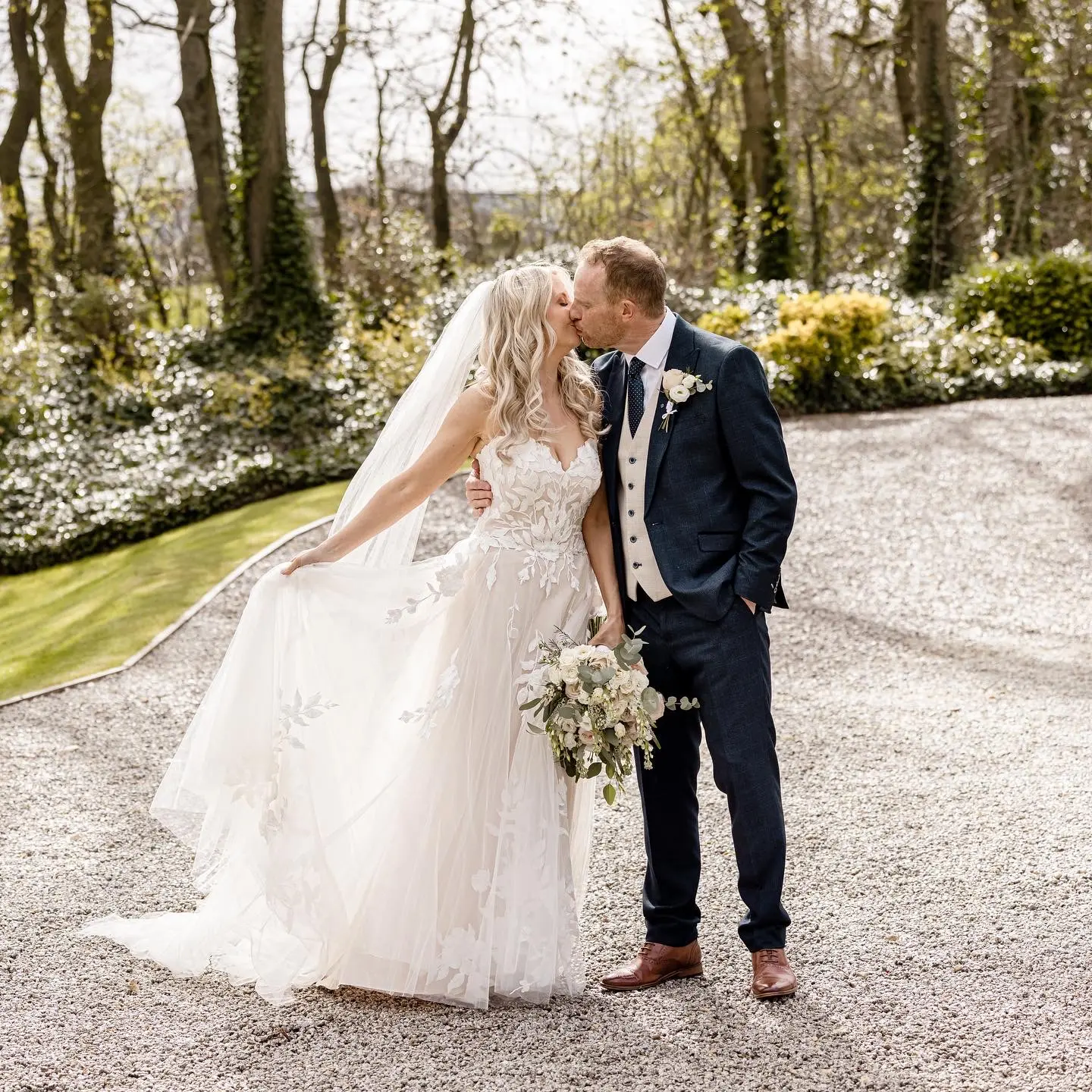 Bride In Sweetheart A-line Hattie Lane Lynette Rebecca Ingram With Groom