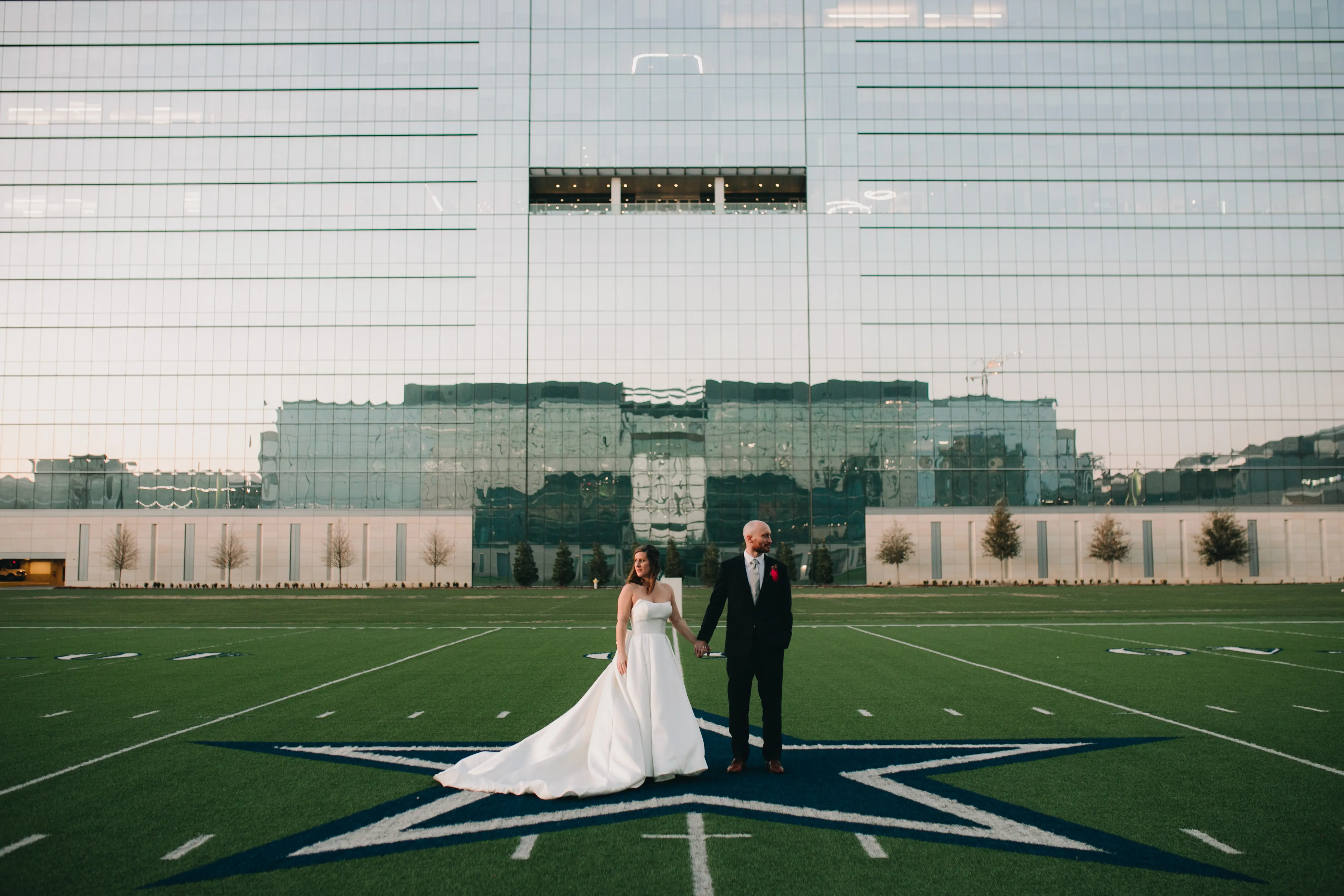 Bride In Satin Ballgown Selena Maggie Sottero With Groom