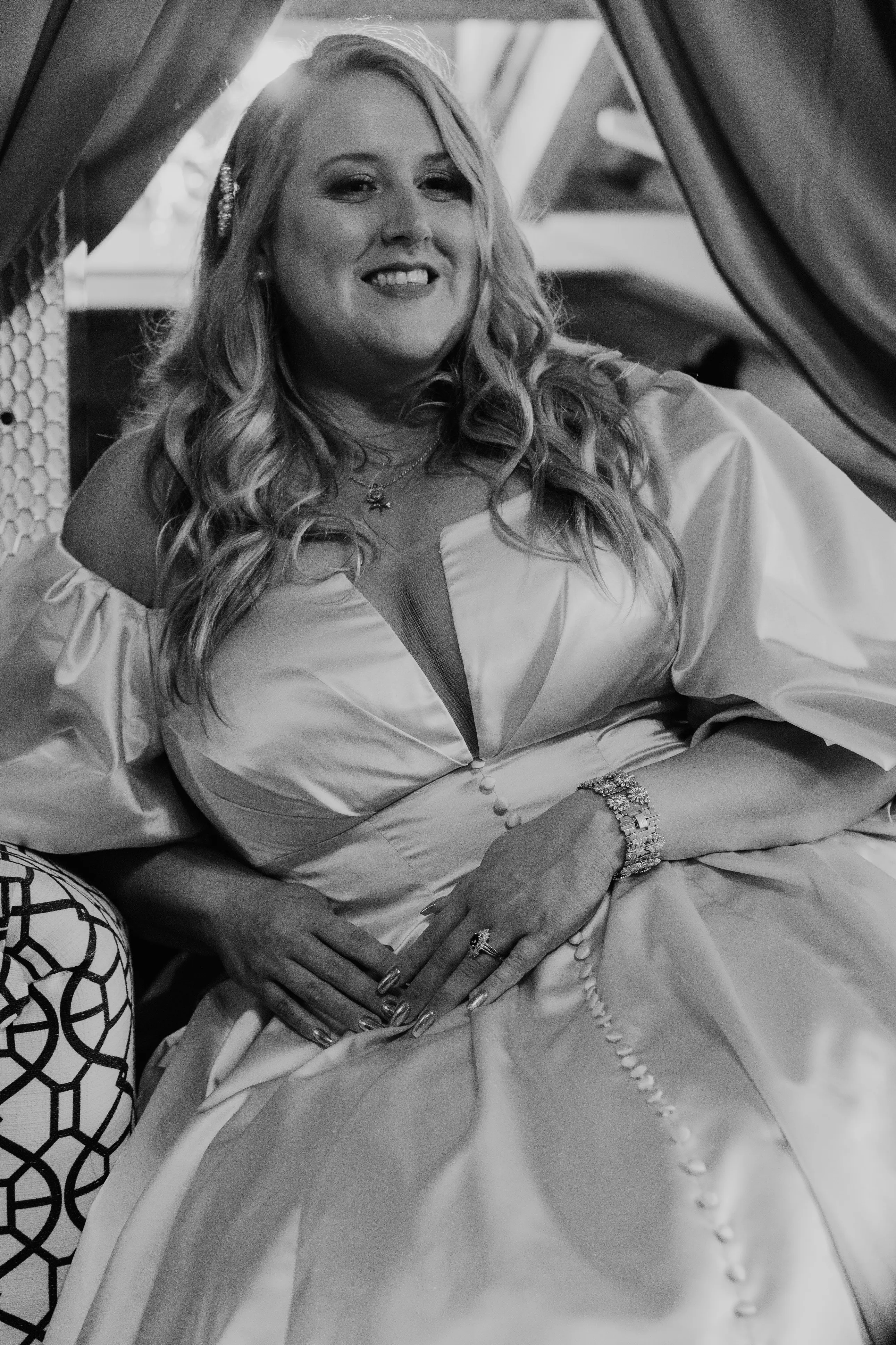 Bride wearing Juniper wedding dress by Sottero and Midgley