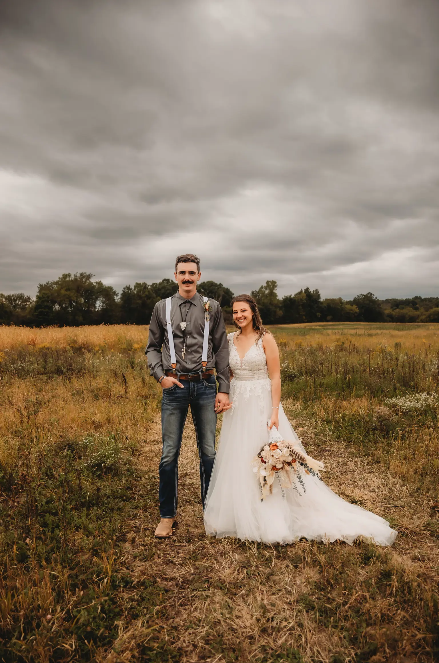 Real Bride in A-Line Wedding Dress with Flowy Tulle Skirt and Sheer Lace Bodice Called Ohara by Maggie Sottero