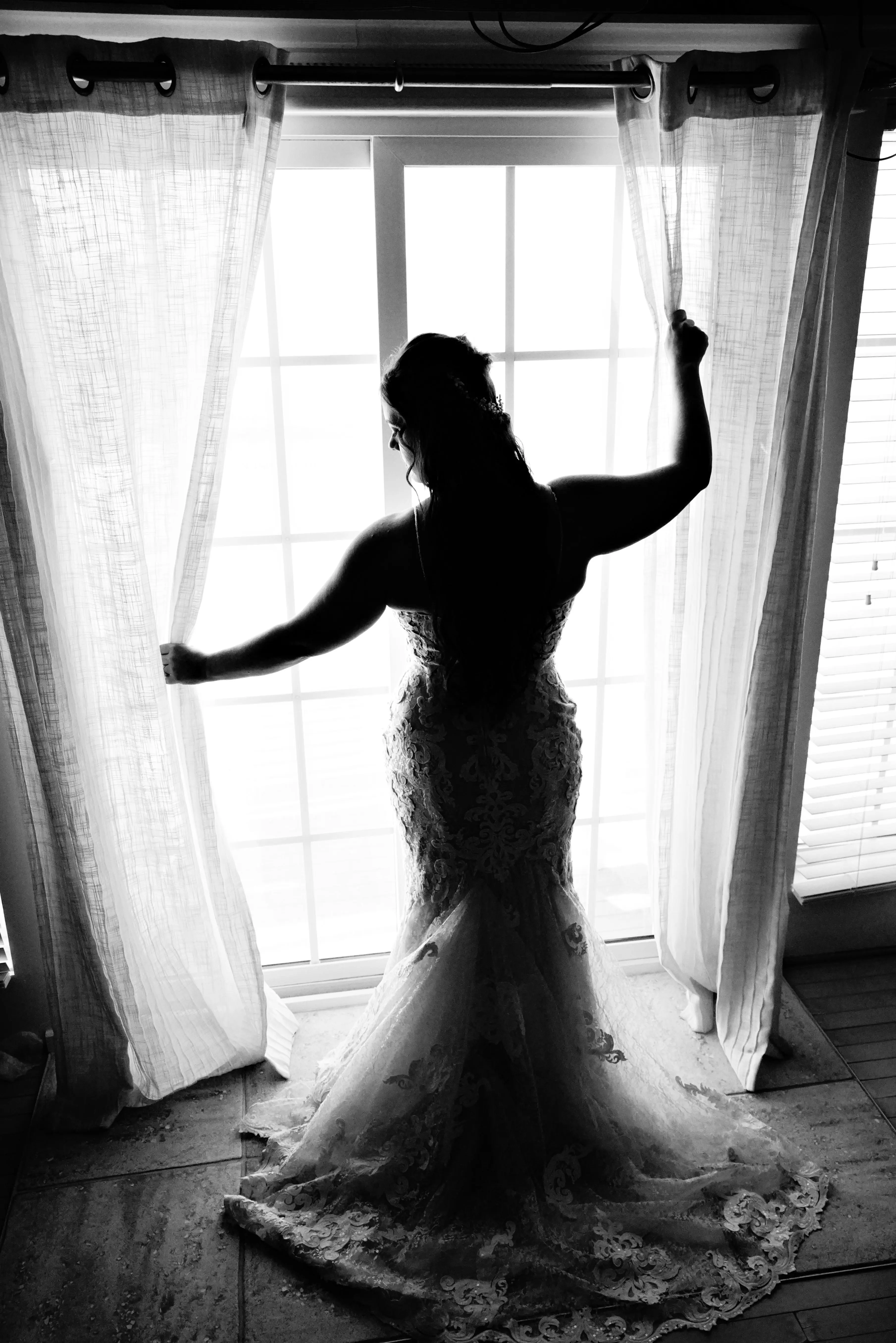 Bride Wearing Lace Sheath Wedding Gown Tuscany Lynette By Maggie Sottero