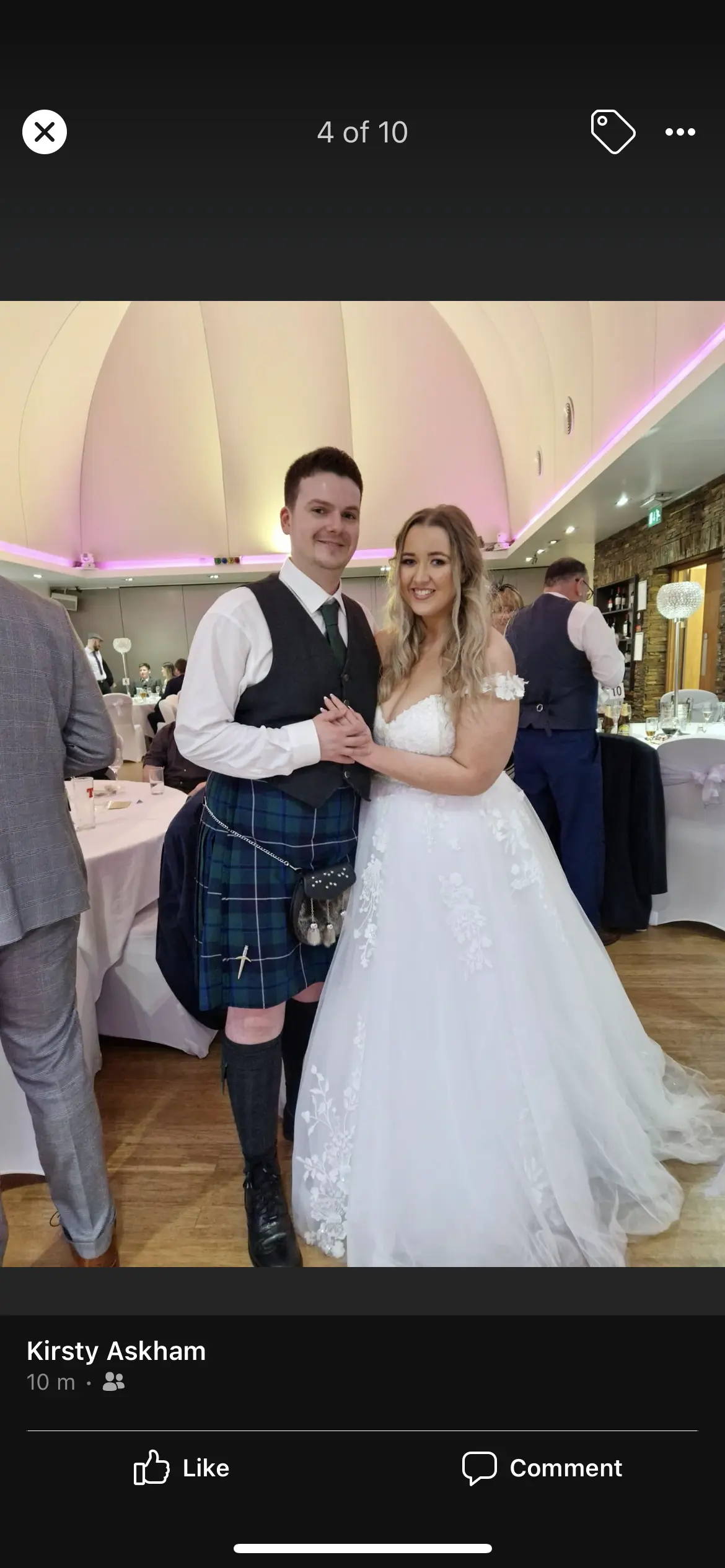 Bride In Lace Ballgown Called Harlem By Maggie Sottero With Groom