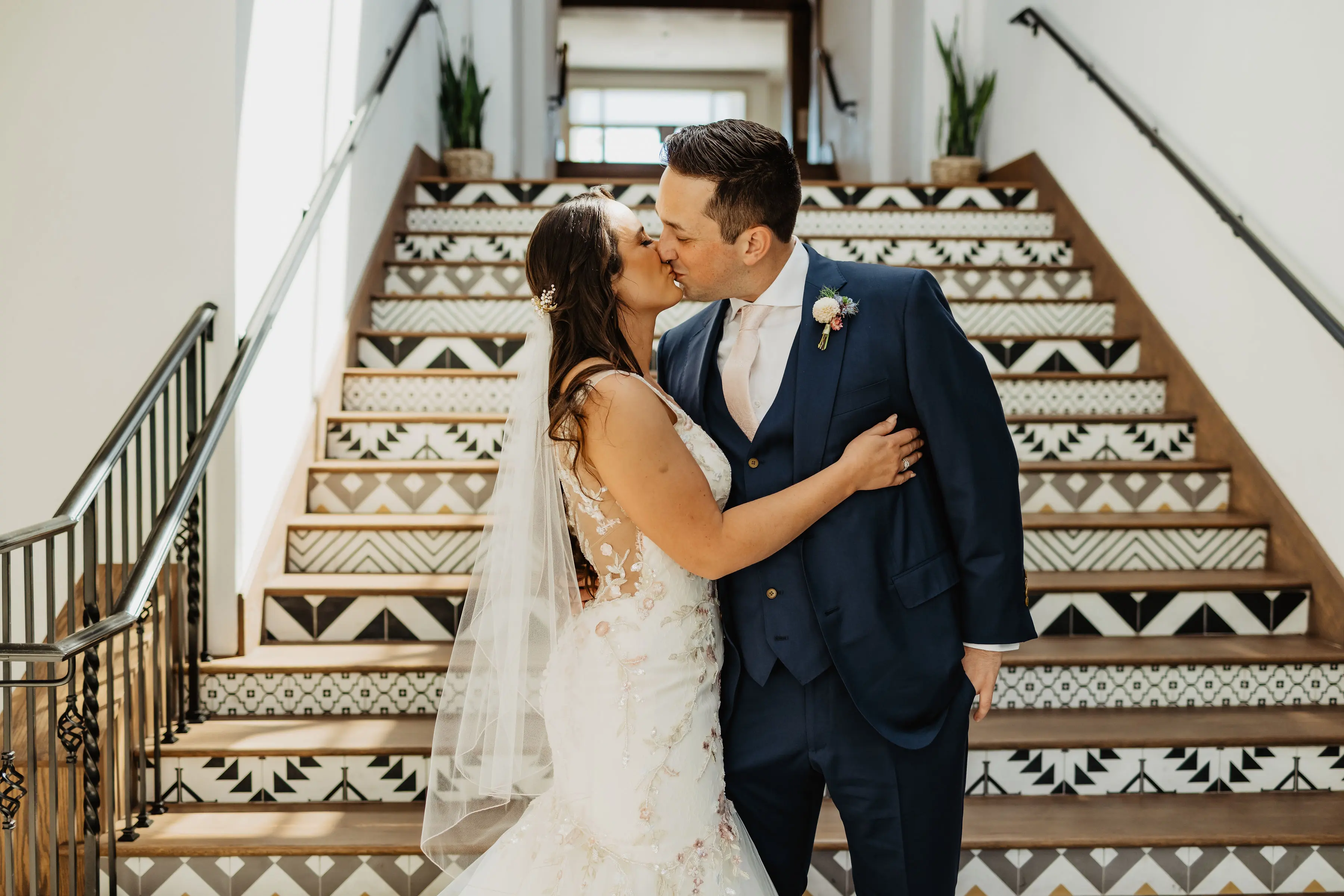Bride Wearing Unique Trumpet Bridal Dress In Colorful Floral Lace Motifs Kenleigh By Sottero And Midgley