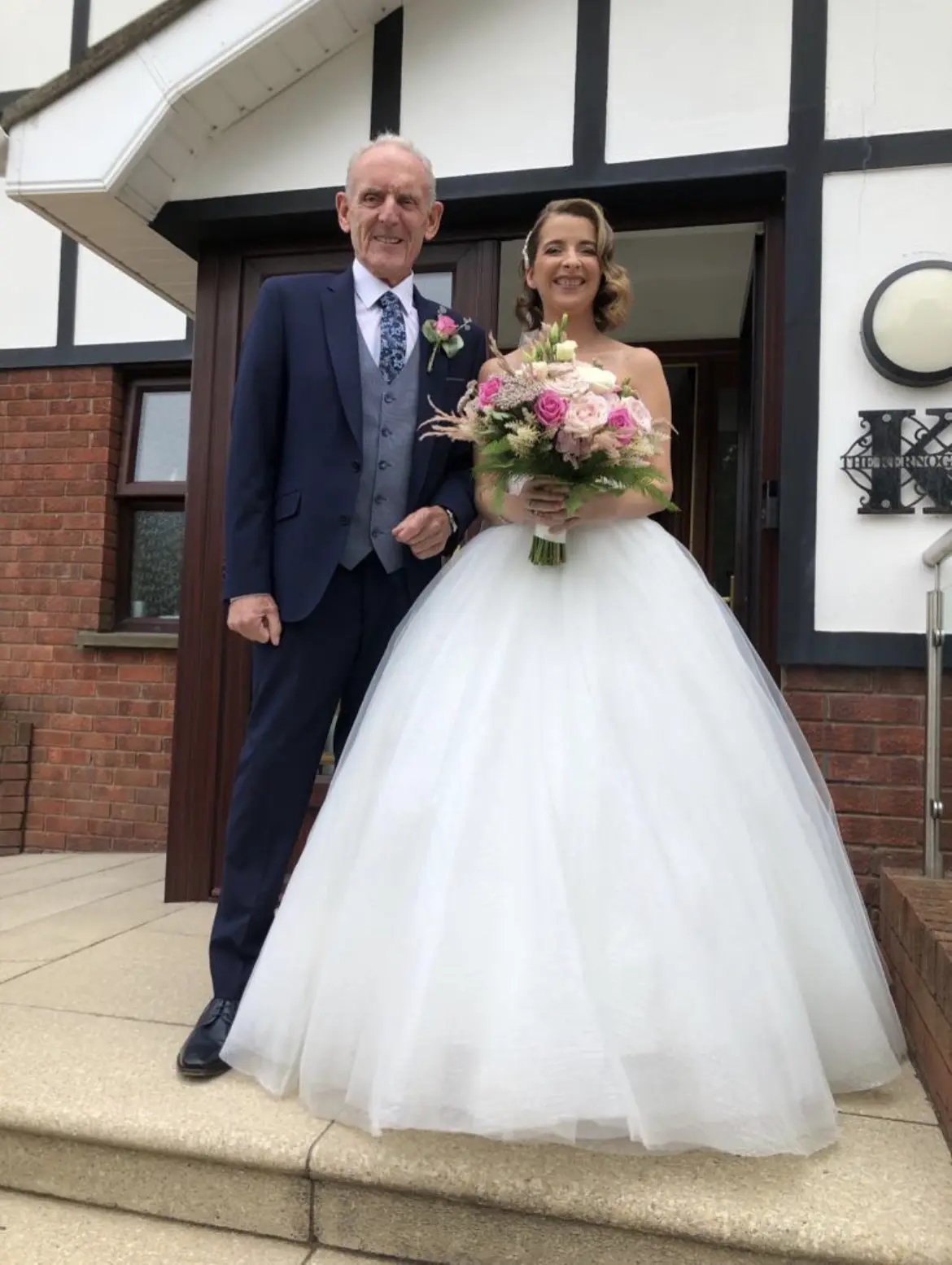 Bride In Beaded Ballgown Elton Sottero Midgley With Groom