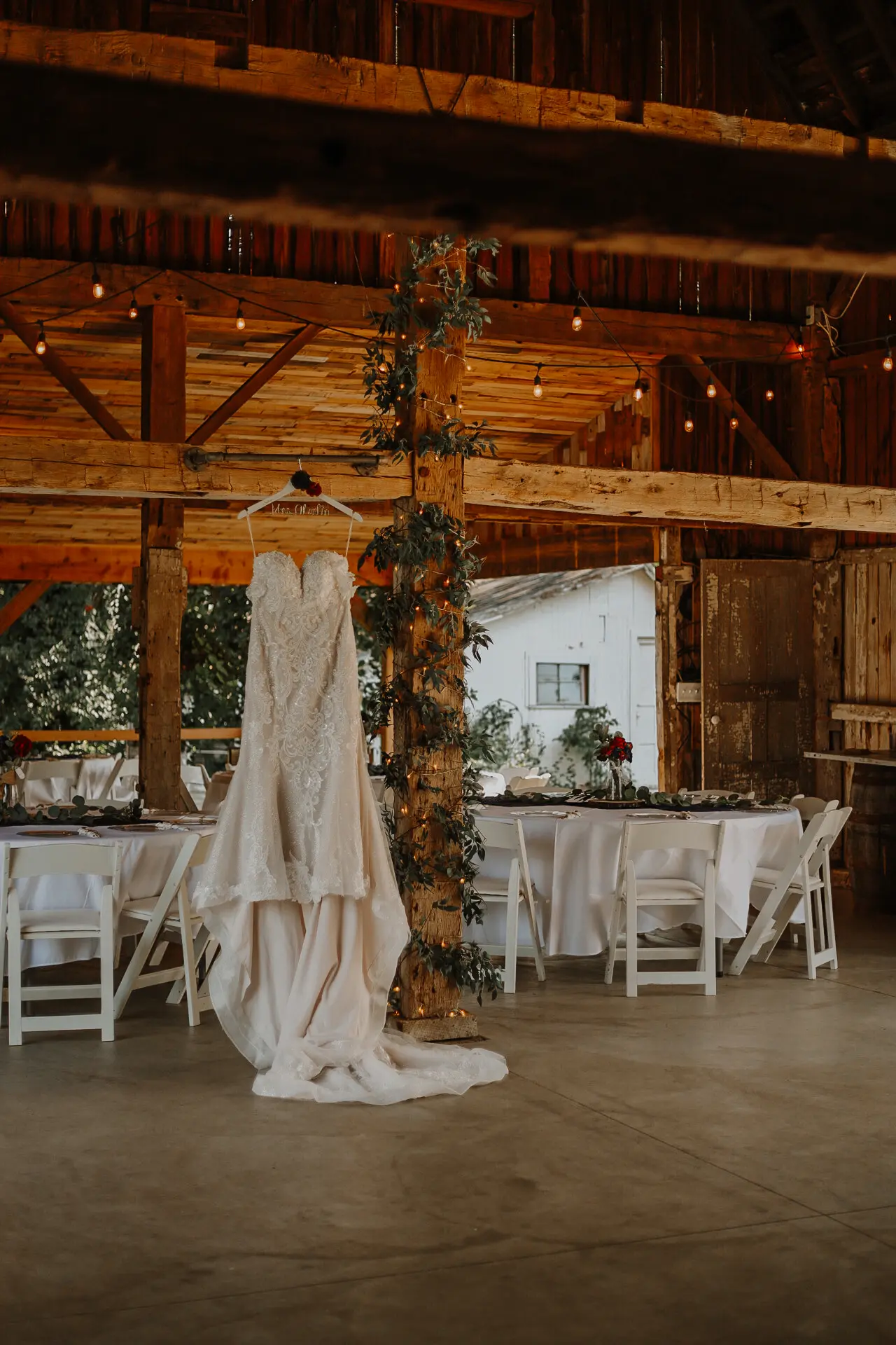 Marguerite wedding dress by Maggie Sottero hanging up