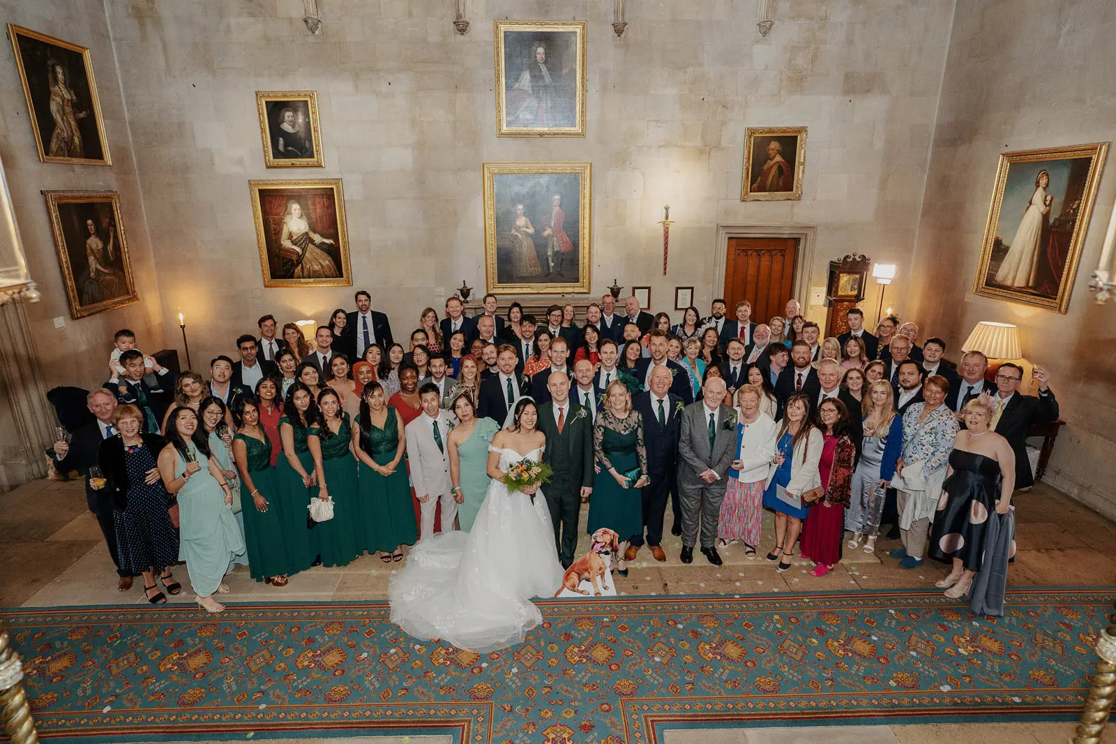 Bride wearing Harlem by Maggie Sottero with all her guests
