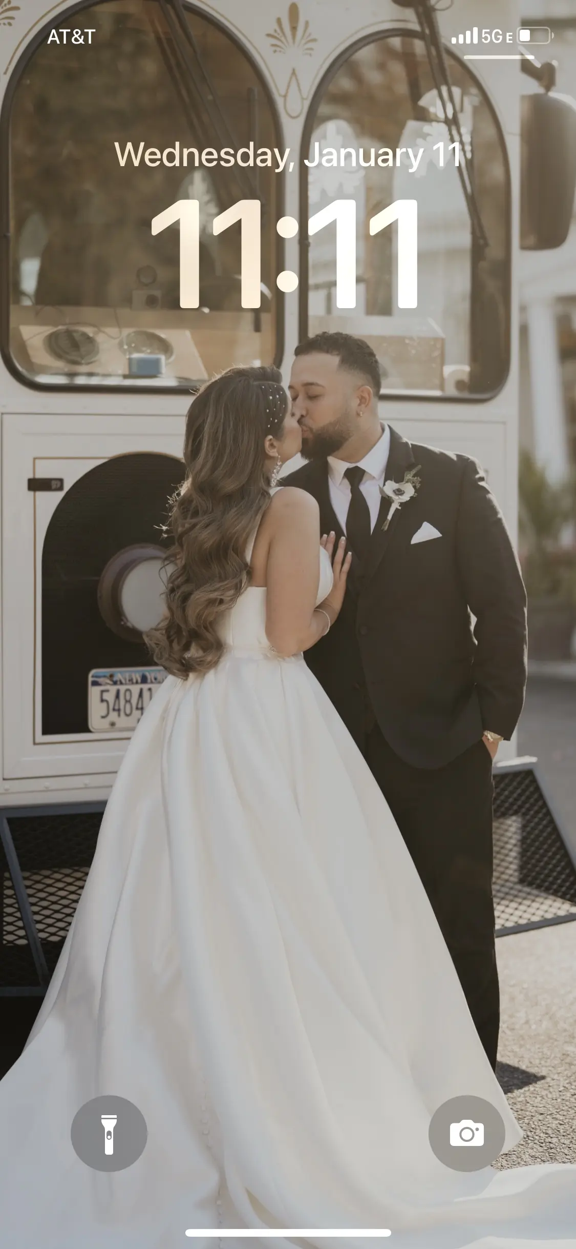 Bride In Simple Satin Wedding Dress Called Selena By Maggie Sottero With Groom