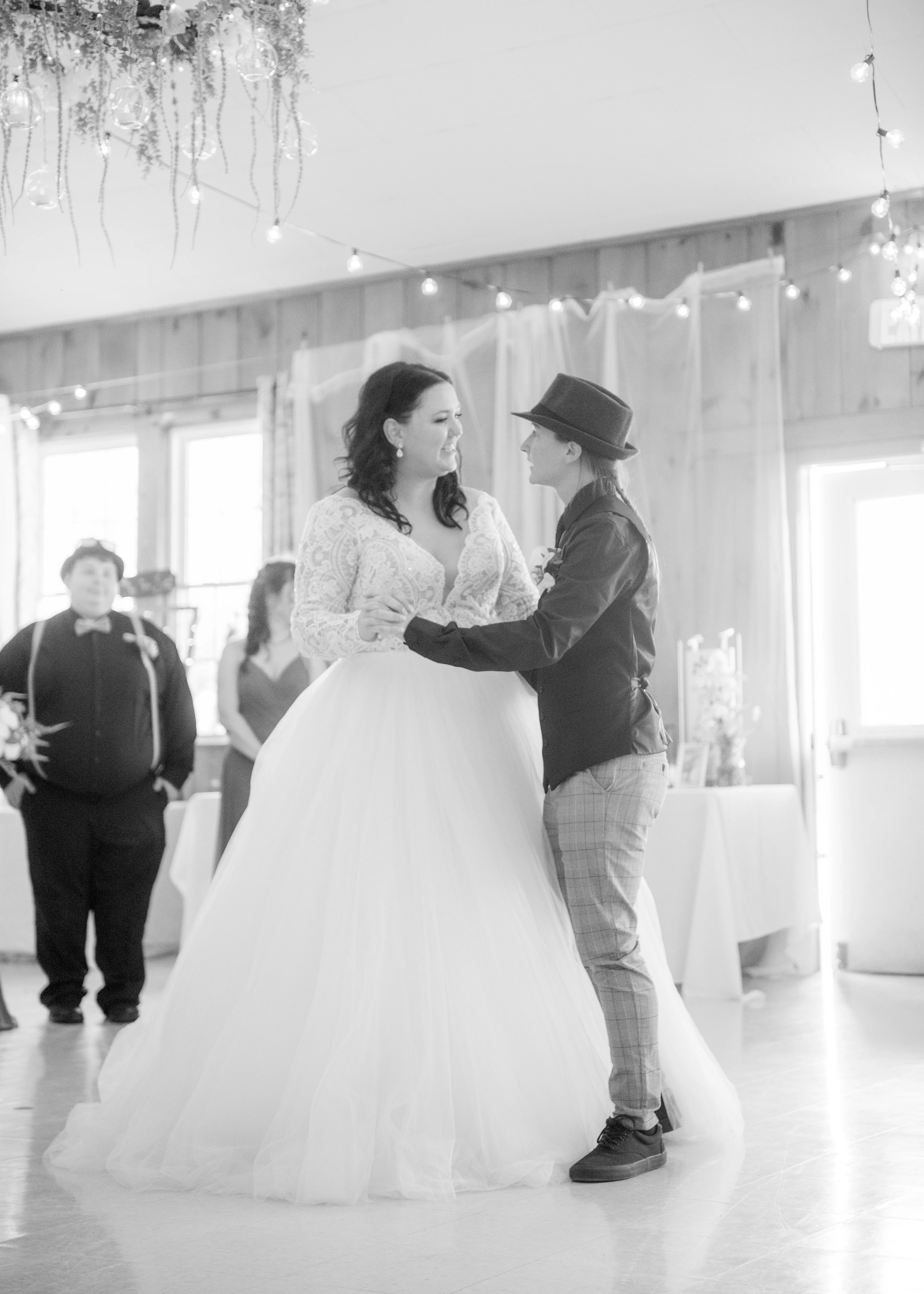 Real Bride in V-neckline, Tulle Skirt Wedding Dress Named Mallory Dawn by Maggie Sottero First Dance