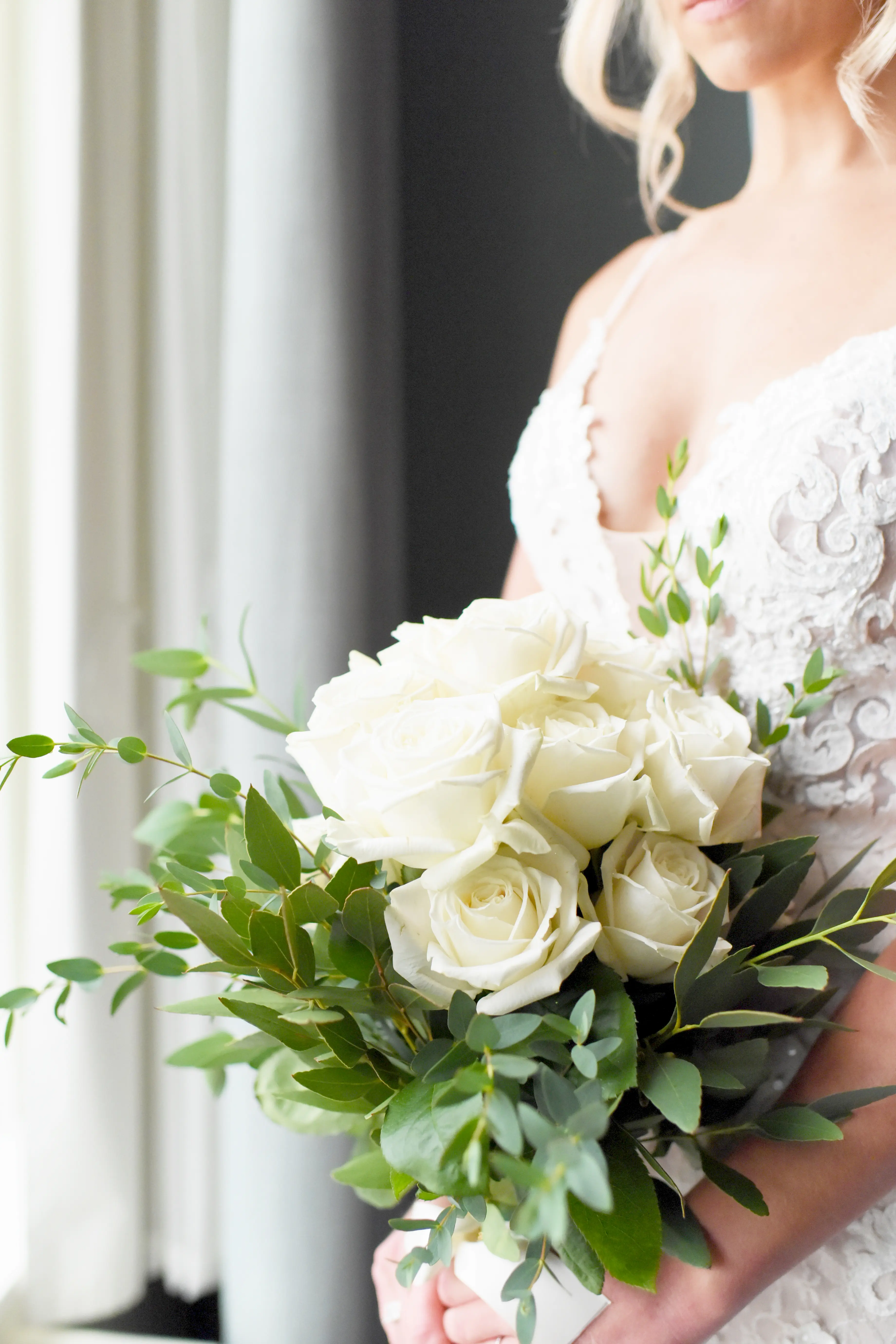 Bride Wearing Lace Mermaid Style Wedding Dress Tuscany By Maggie Sottero