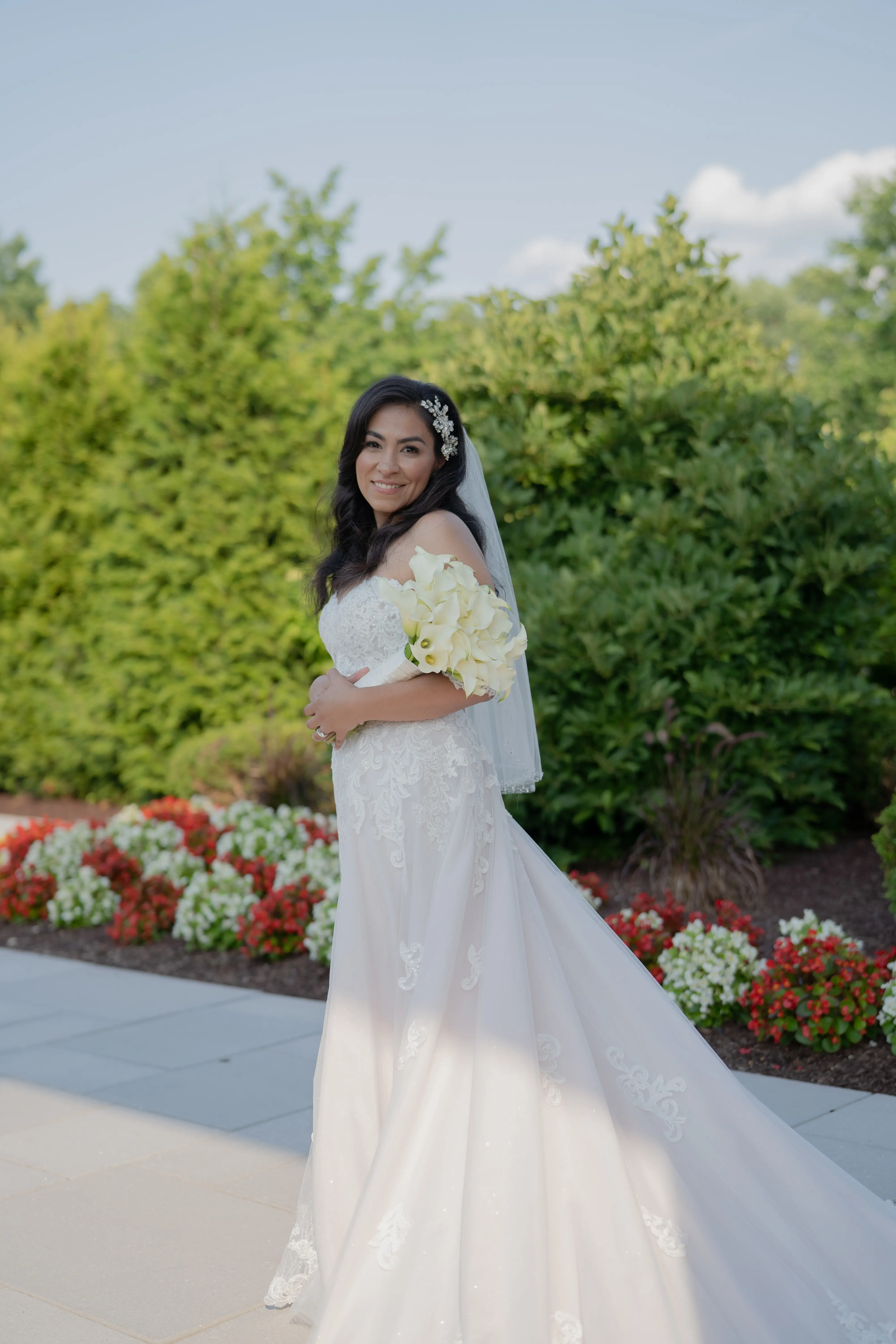 Bride Wearing Lace Mermaid With Over Skirt Kaysen By Maggie Sottero