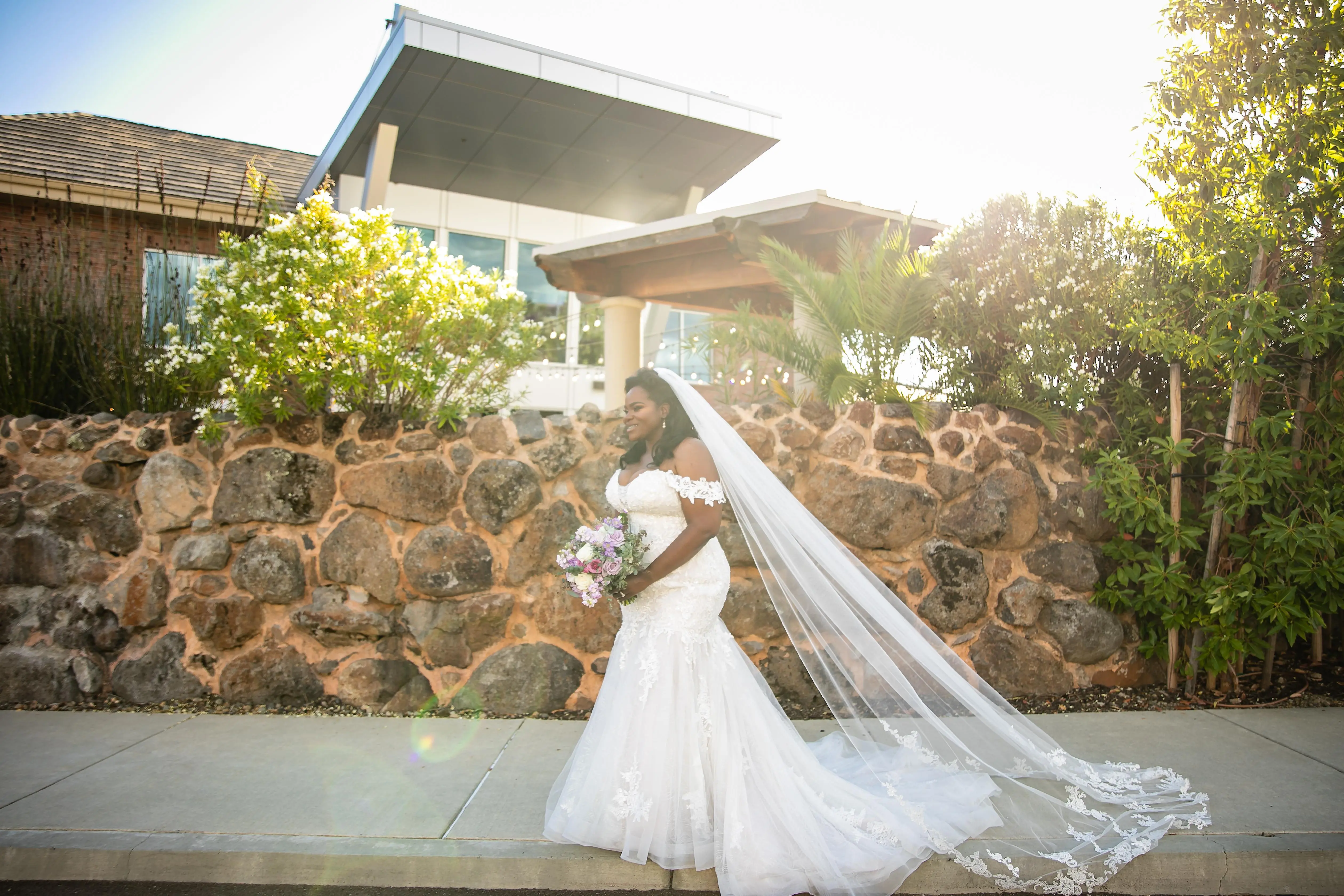 Bride Wearing Lace Mermaid Wedding Dress Lonnie Lynette By Maggie Sottero