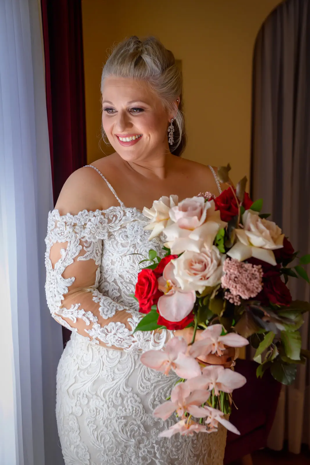 Bride in Lace Wedding Dress Fiona