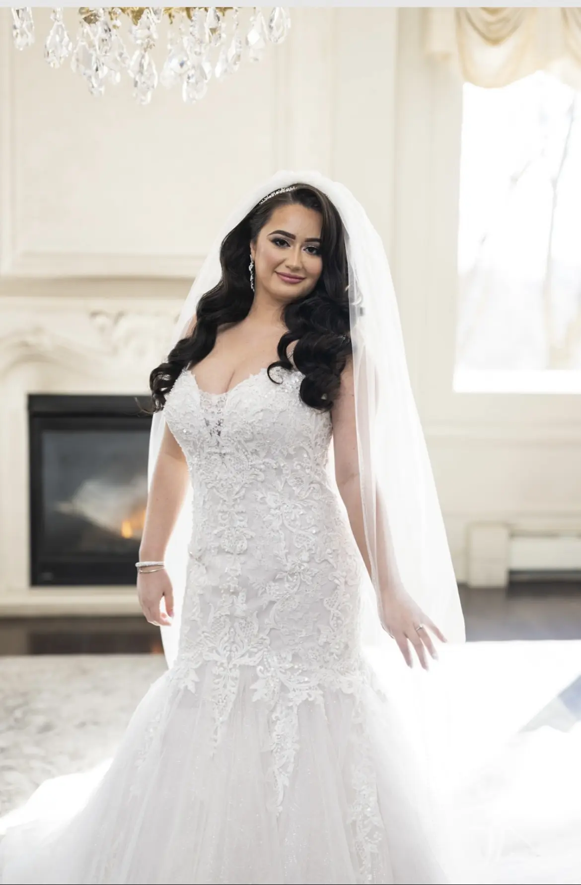 Bride In Glamorous Glitter Tulle and Lace Mermaid Wedding Dress Called Lonnie Lynette By Maggie Sottero