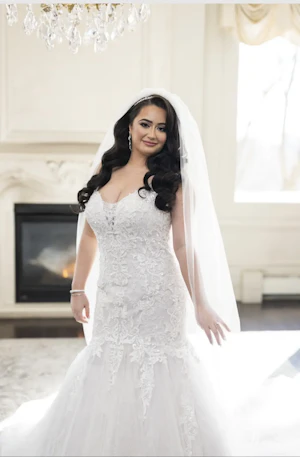 Bride In Glamorous Glitter Tulle and Lace Mermaid Wedding Dress Called Lonnie Lynette By Maggie Sottero
